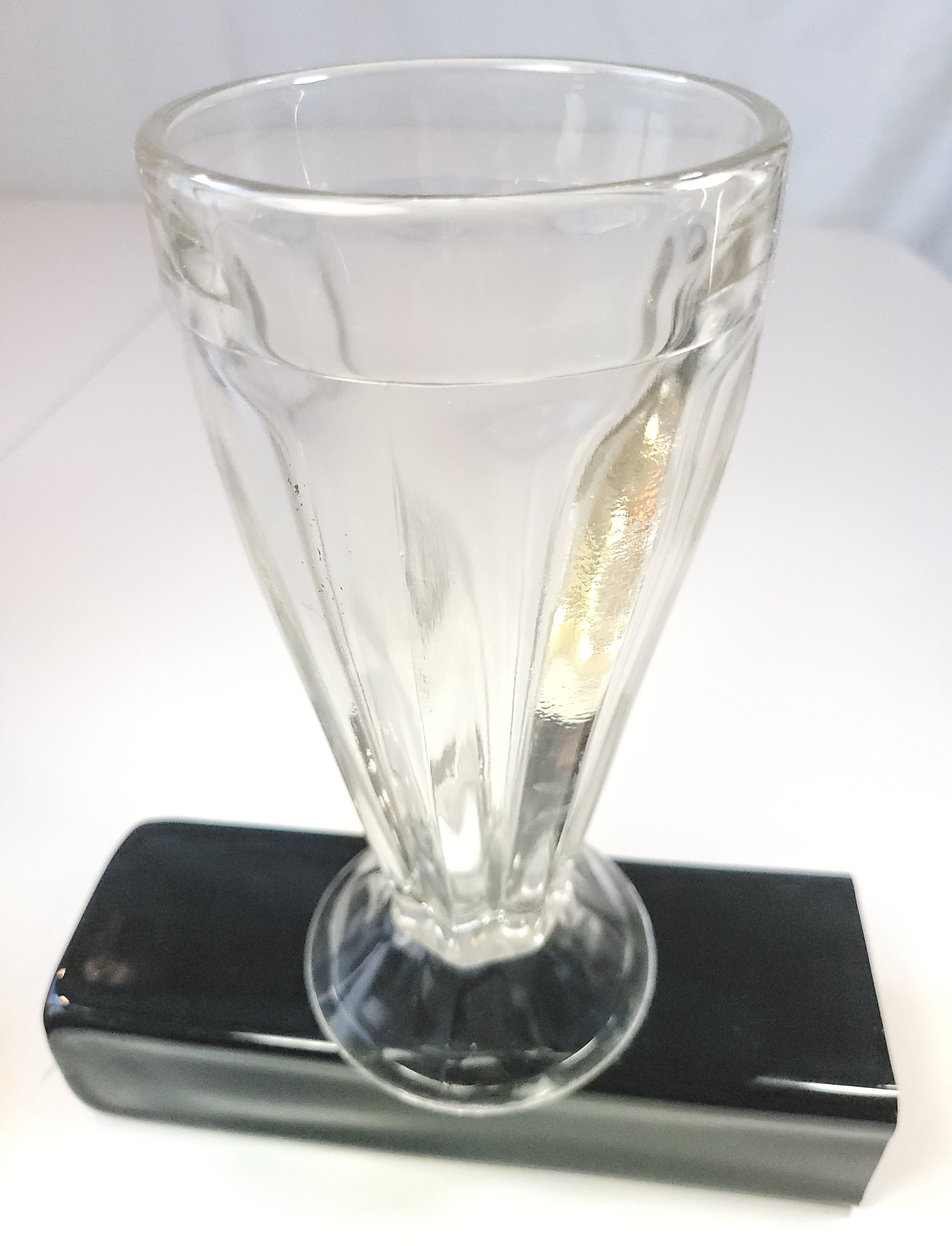 Heavy Ribbed Soda Fountain Glass – Classic 1960s Diner Milkshake