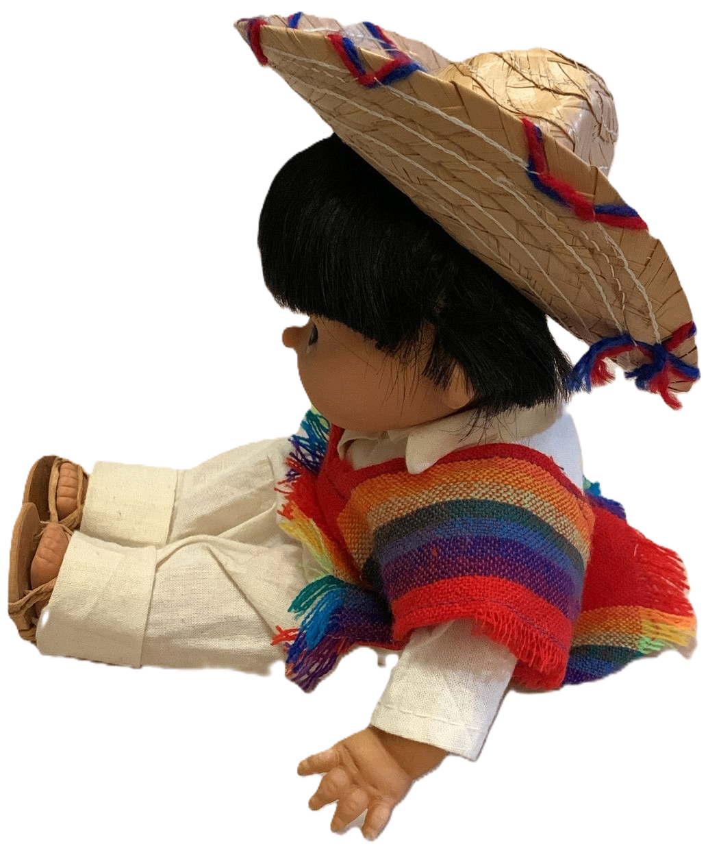 Mexican Folk Boy Doll with Sombrero and Poncho - photo 4