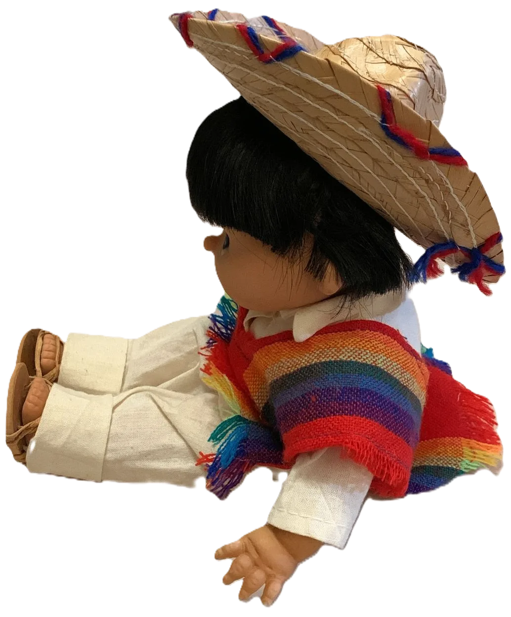 Mexican Folk Boy Doll with Sombrero and Poncho - photo 4