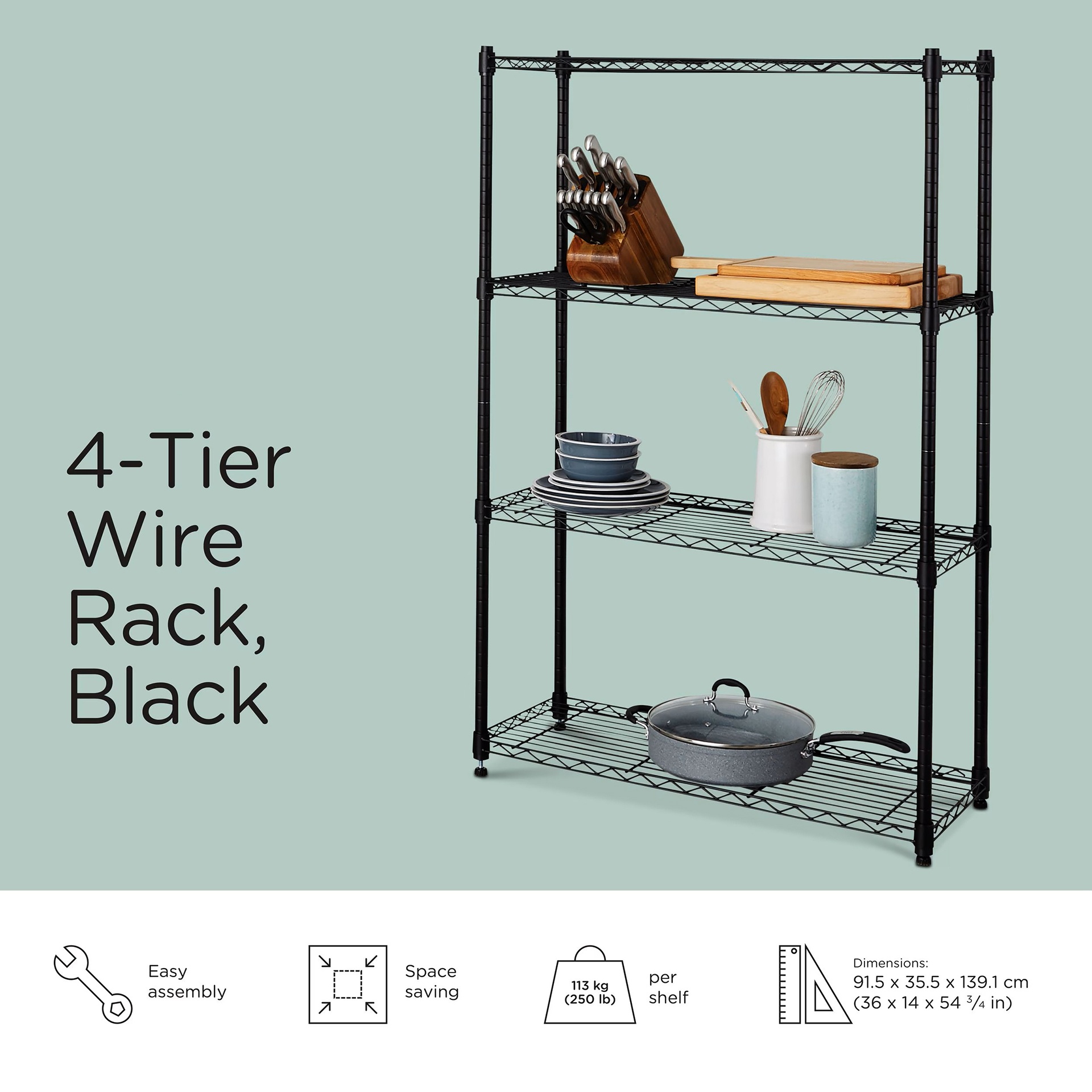 Metal 4-Tier Adjustable Wire Storage Shelves - Heavy Duty - photo 4