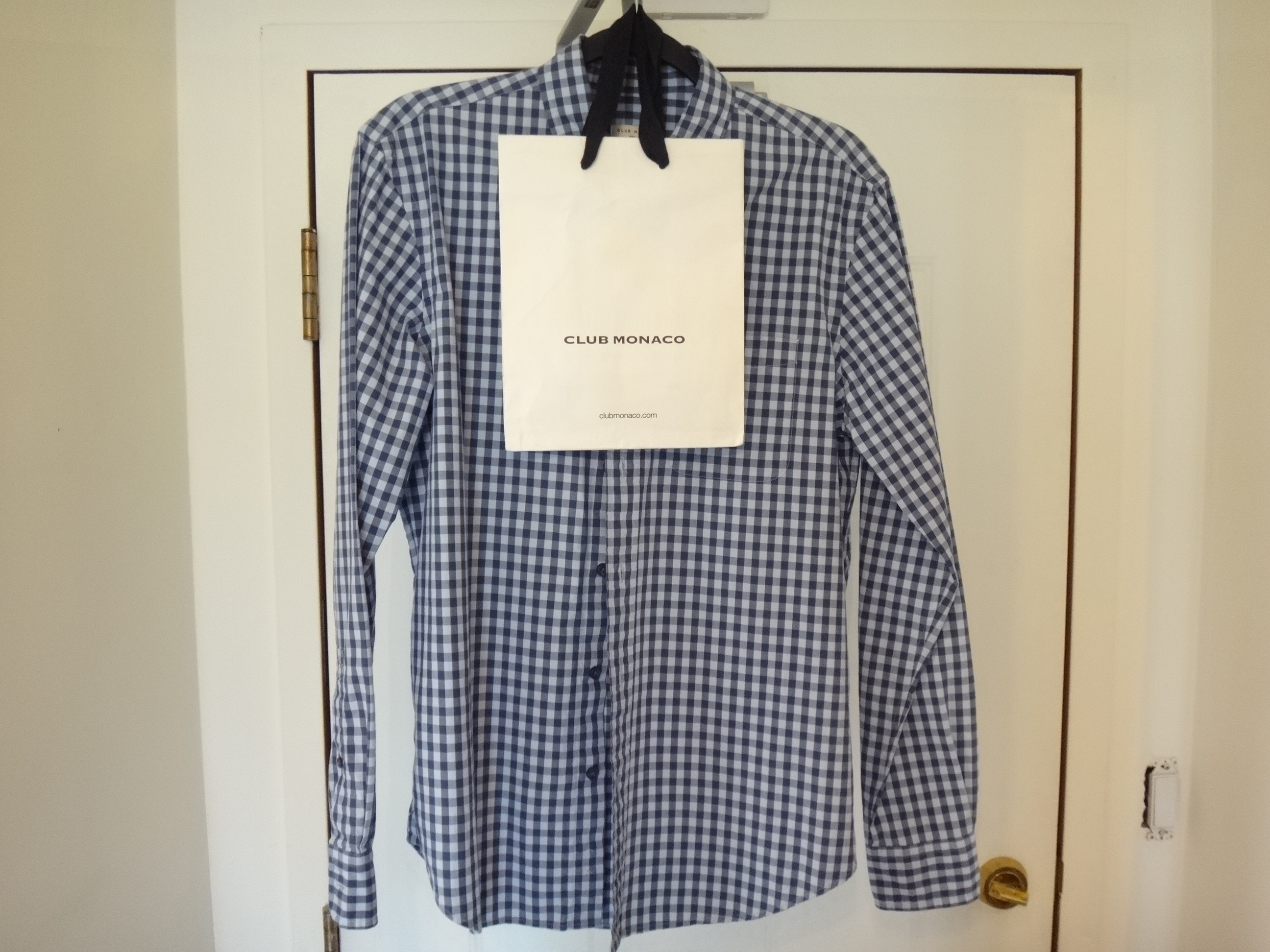 ✅👍🆕CLUB MONACO Men's Small Slim Fit Checkered Blue Shirt