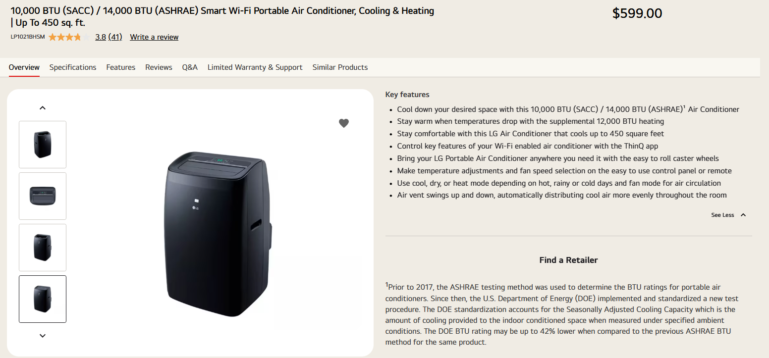 !NEGOTIABLE! LG Smart Wi-Fi Portable Air Conditioner - photo 2