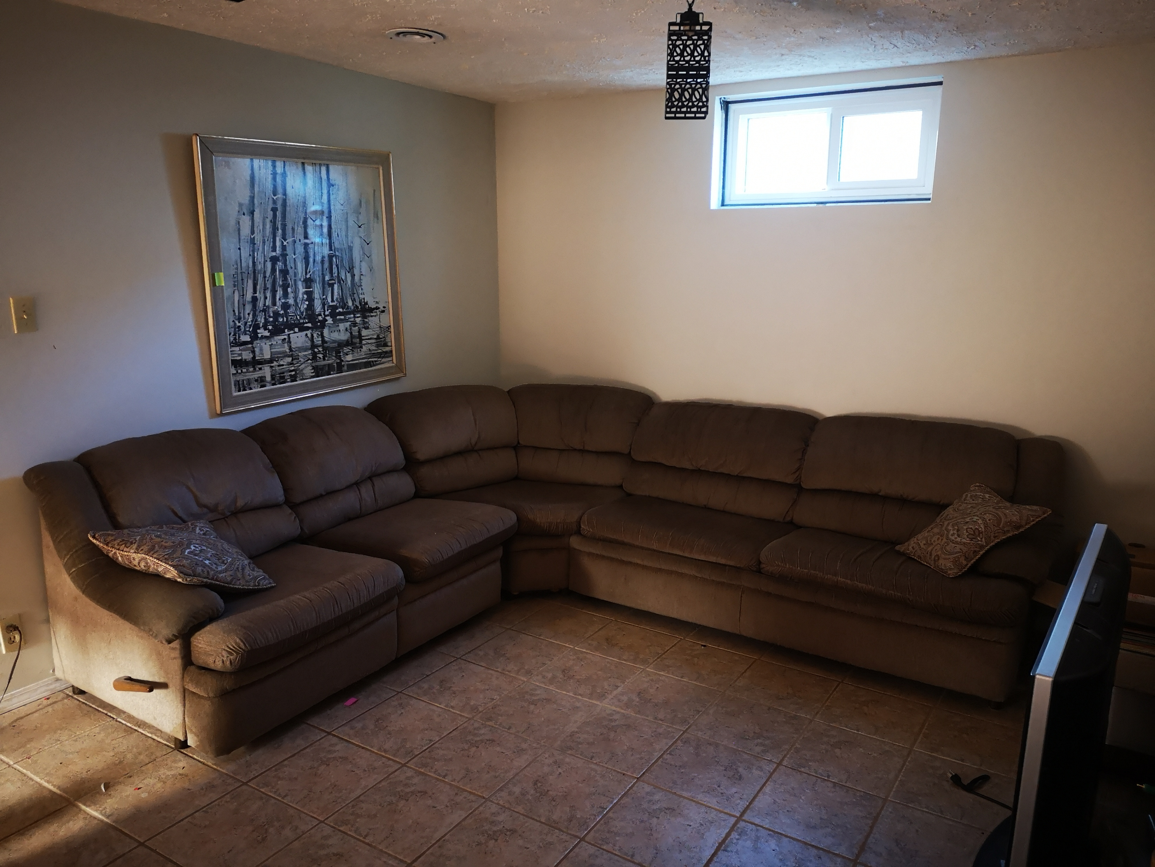 Brown Sectional Couch with Hide-a-Bed