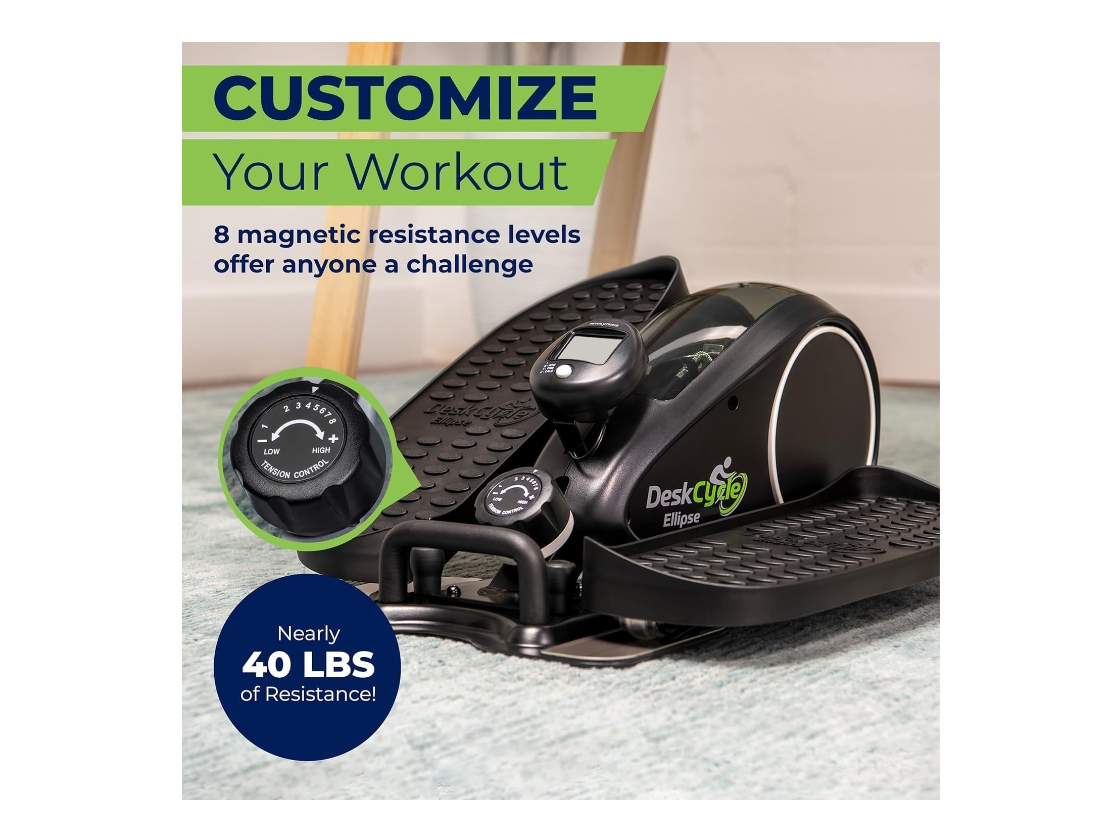 New DeskCycle Under Desk Elliptical Machine, Mini Cardio Machine - photo 3