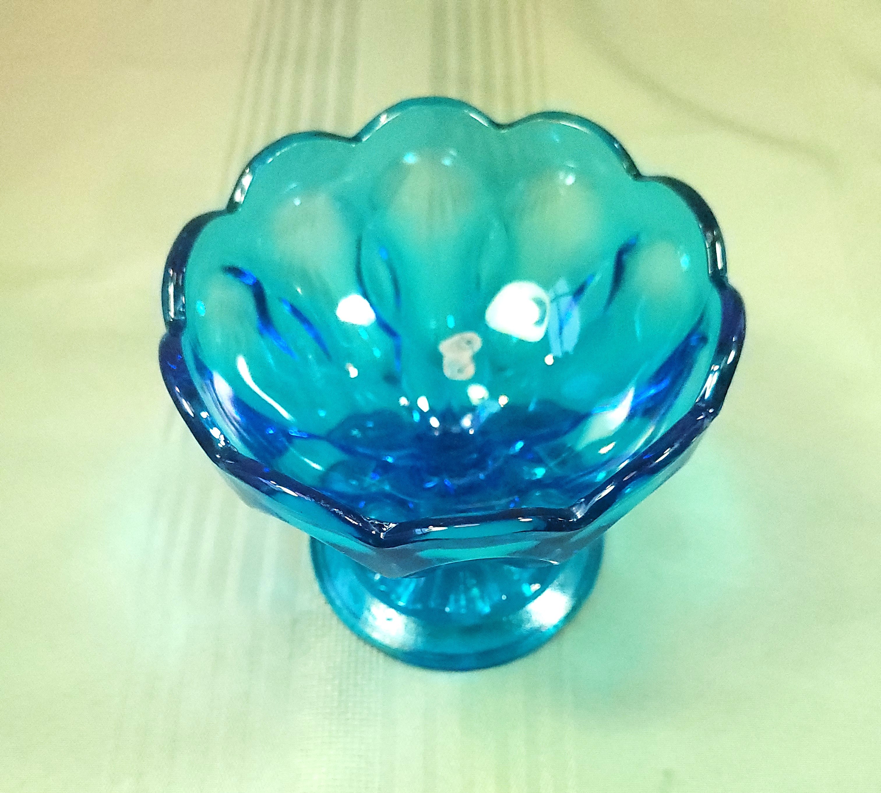 Indiana Glass Horizon Blue Teardrop Pattern Sherbet Dish - photo 3