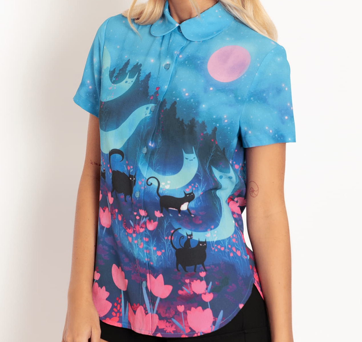 Blackmilk Kitty Parade Button Up Shirt - photo 2