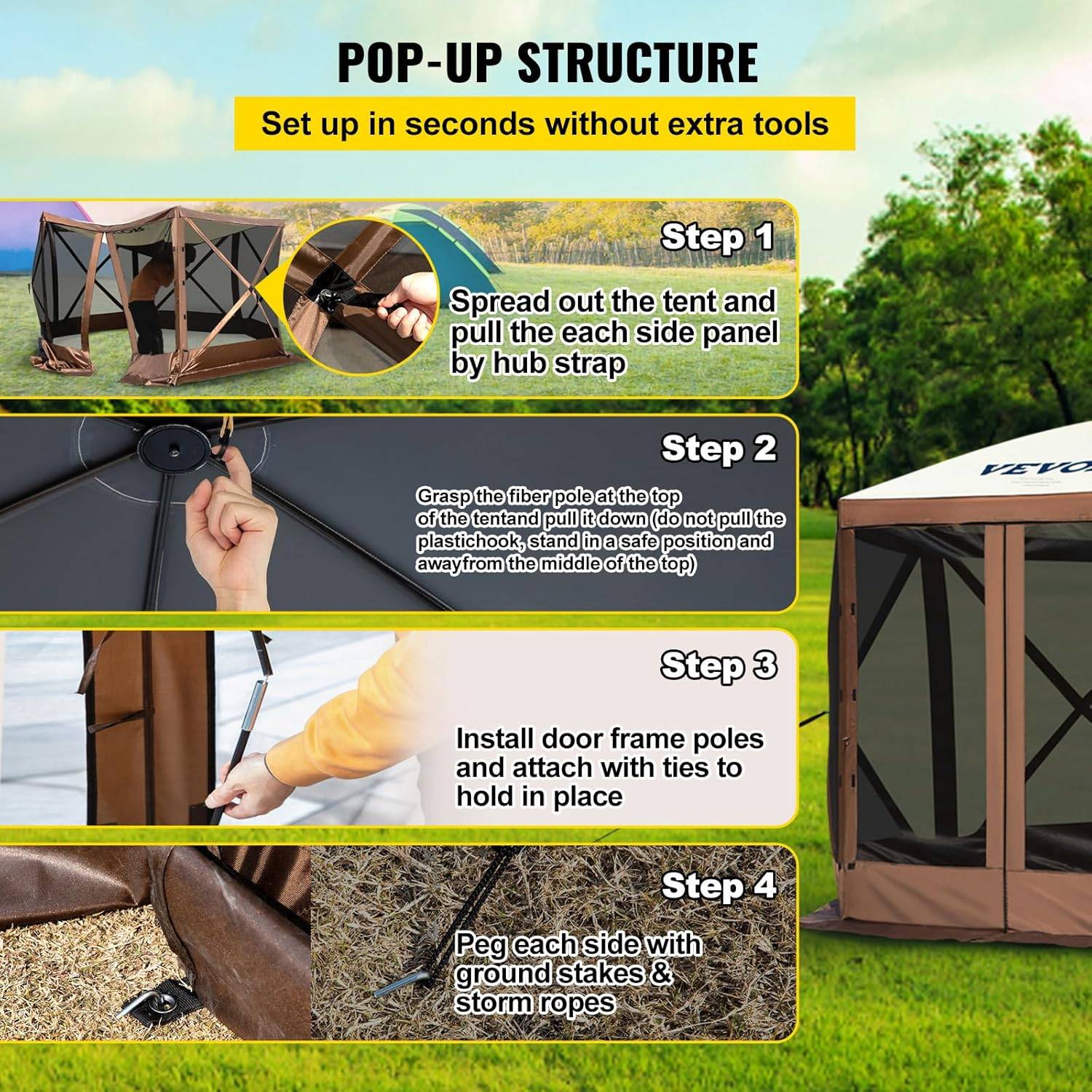 VEVOR Pop-up Gazebo Tent 10x10ft, Portable Design - photo 4