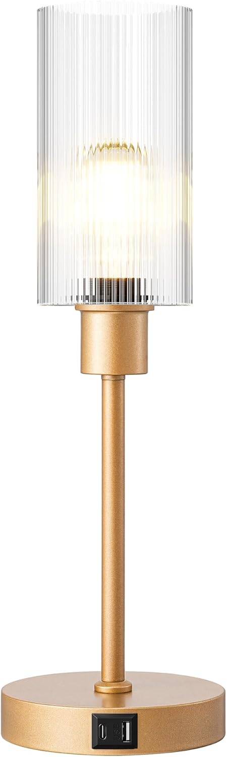 Gold Desk Lamp with USB Ports and 3-Way Dimmable - photo 3