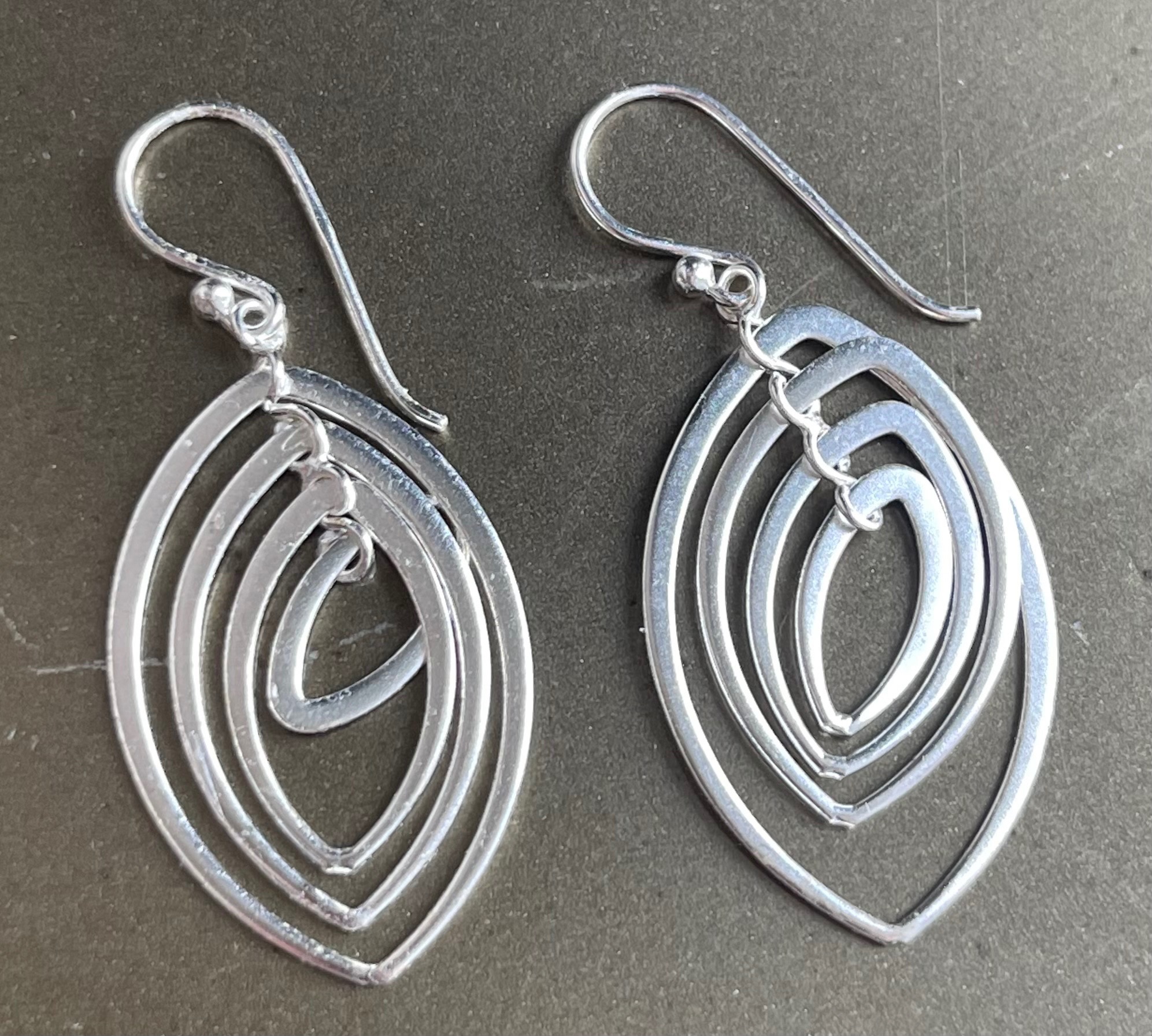 Vintage Sterling Silver "Crossover" Sculptural Dangle Earrings