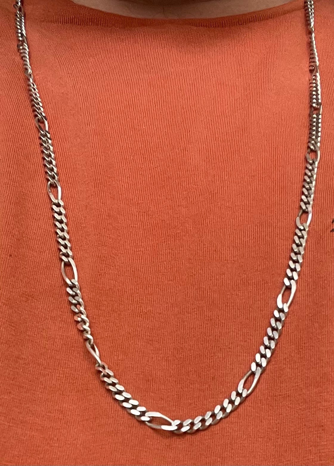 Heavy 31" Vintage Italian Sterling Silver Figaro Chain – 28g