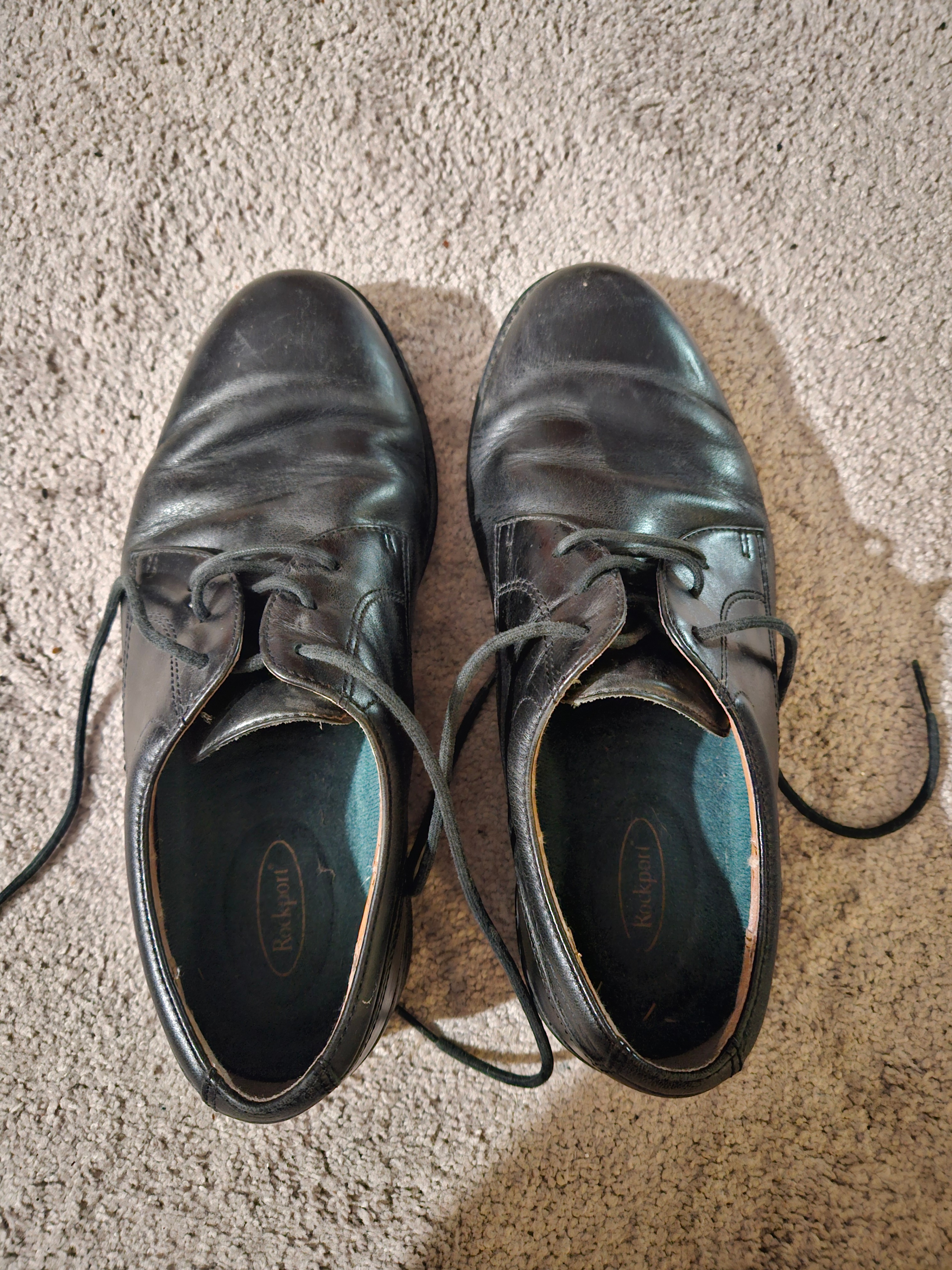 ROCKPORT Black Leather Oxford Lace-Up Shoes, Men’s 9-9.5 Approx