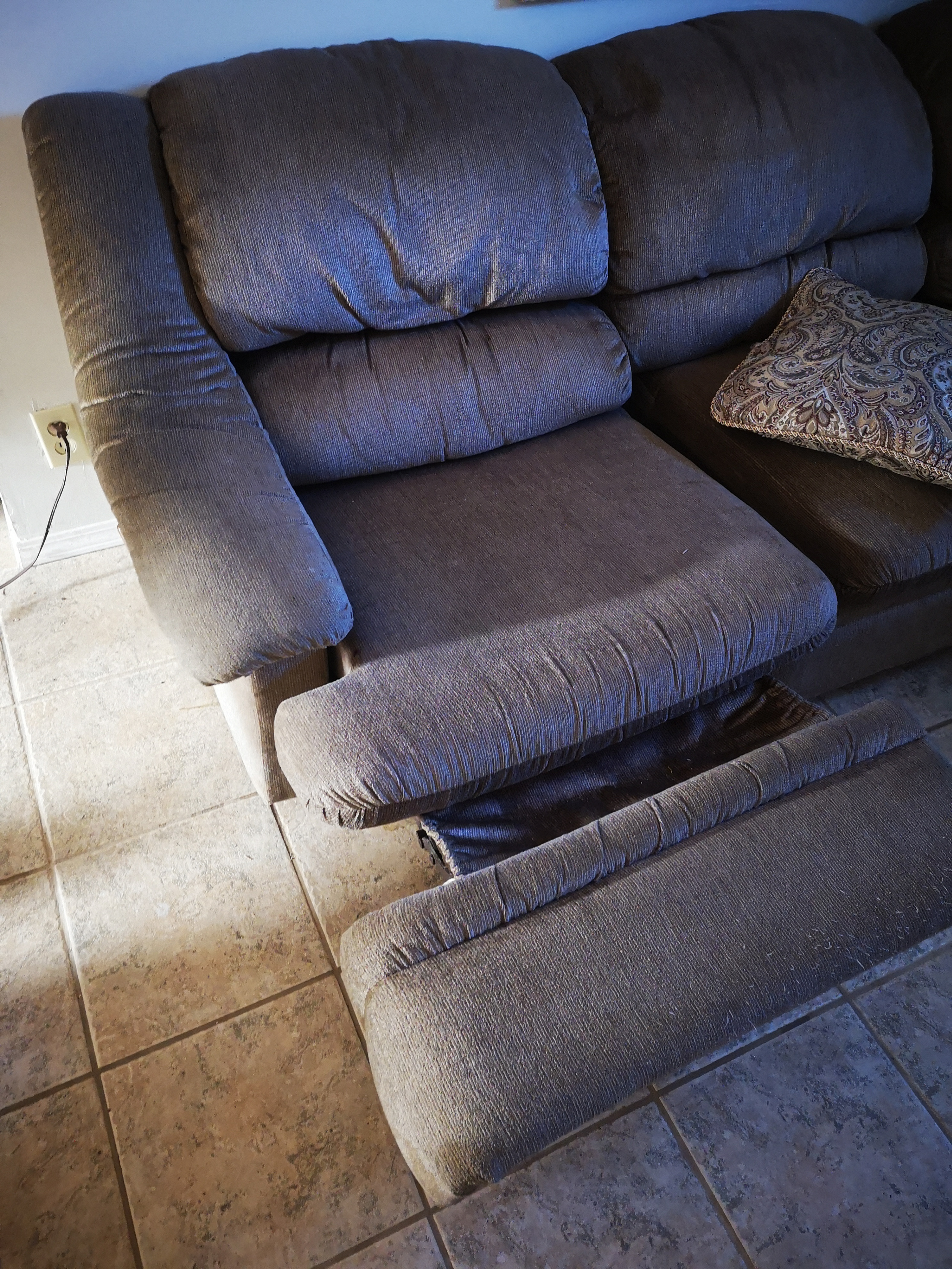 Brown Sectional Couch with Hide-a-Bed - photo 3