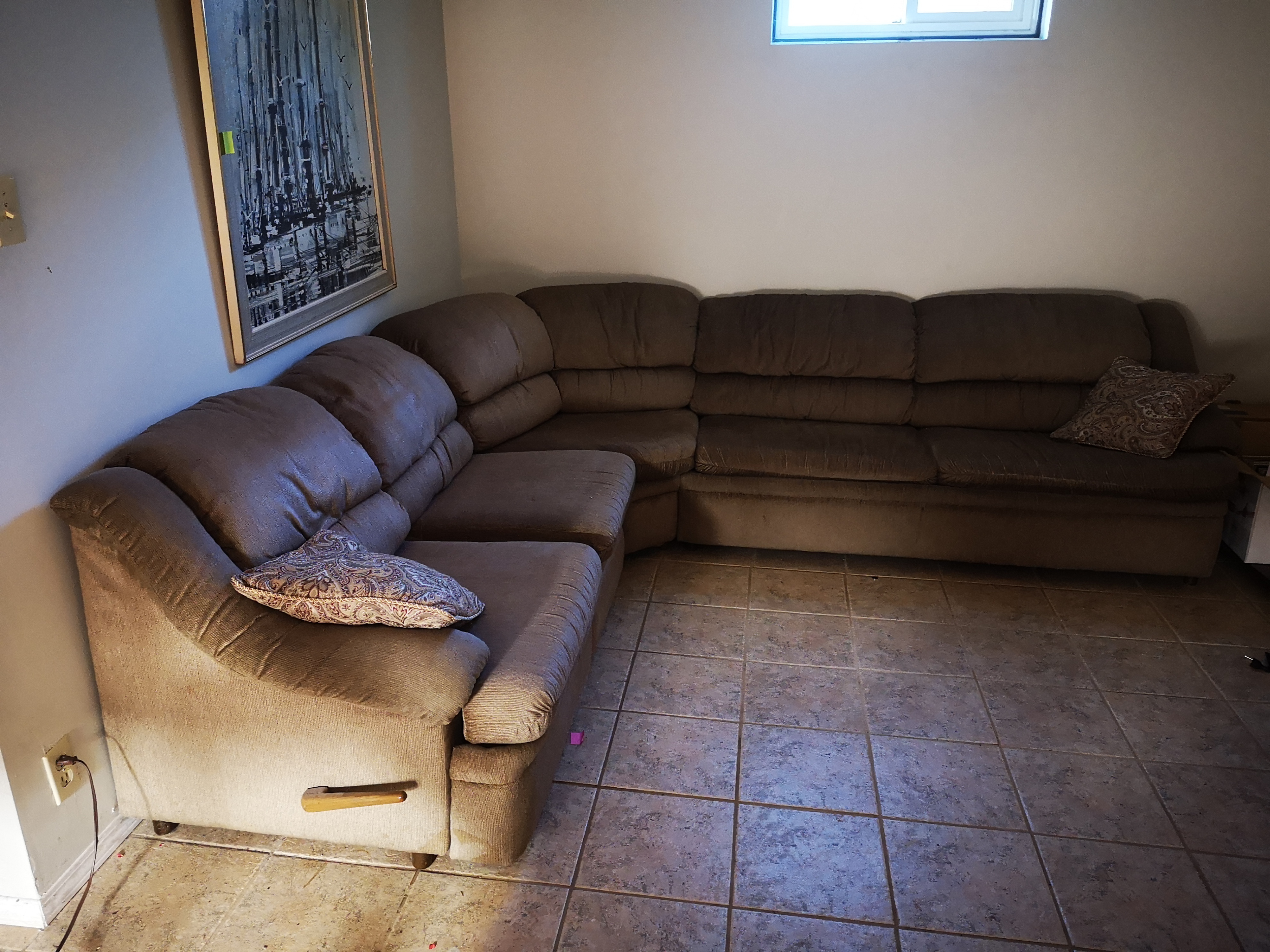 Brown Sectional Couch with Hide-a-Bed - photo 2