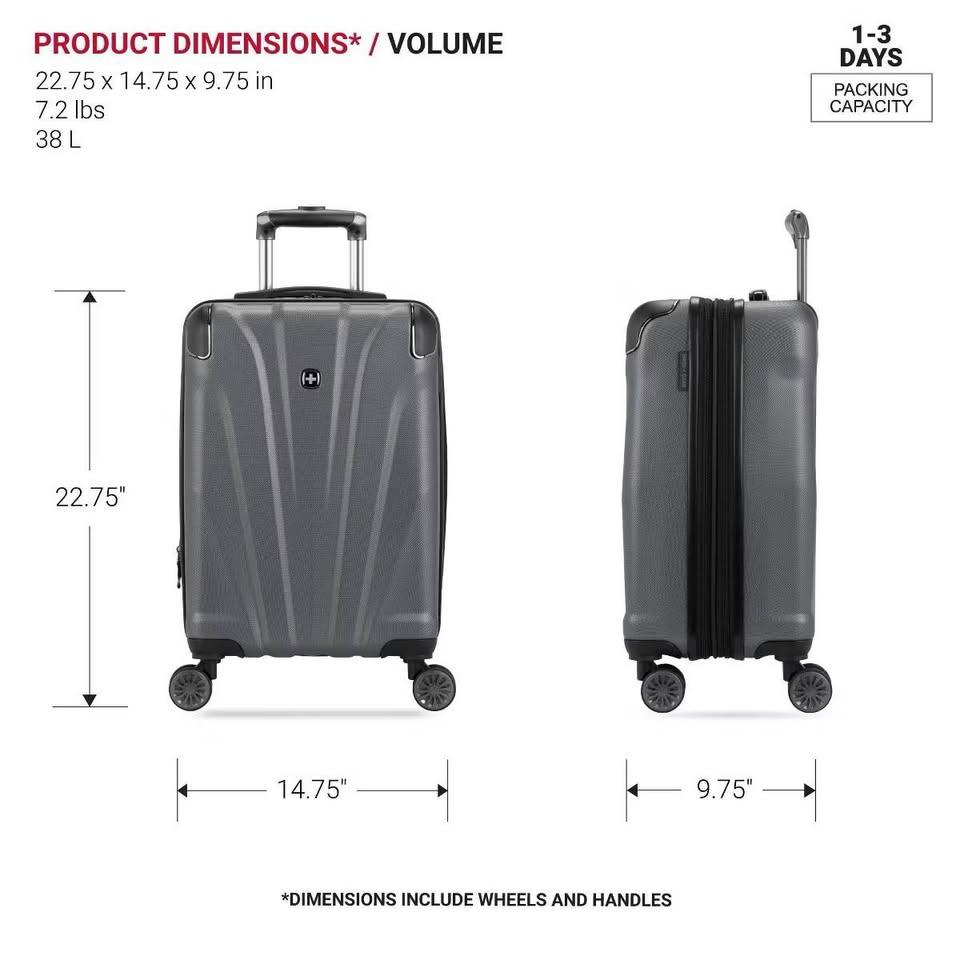 SWISSGEAR Cascade Hardside Carry On Suitcase - Dark Gray - photo 3