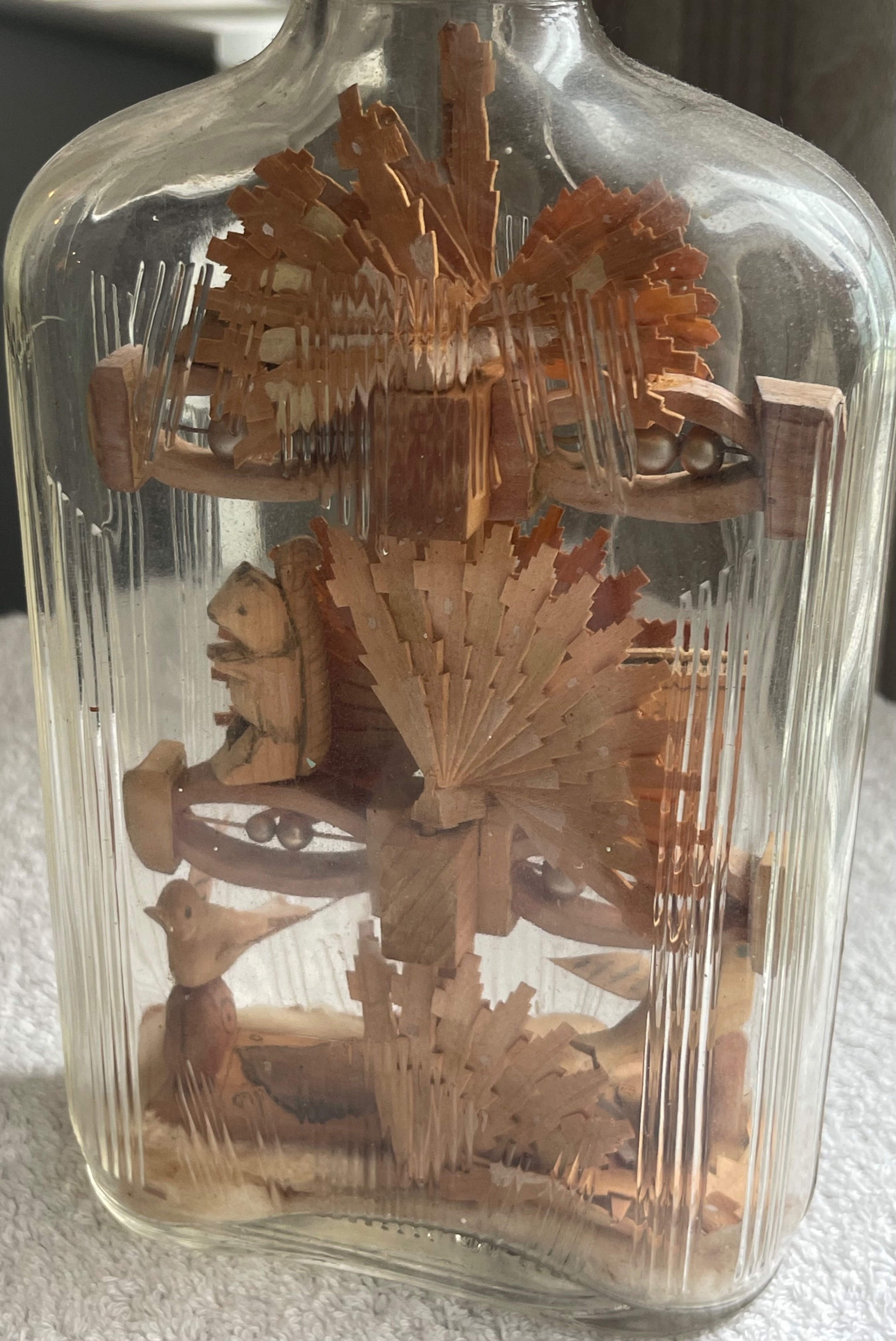 Rare Antique Hand-Carved "Whimsey" Bottle (Animals & Trees) - photo 5