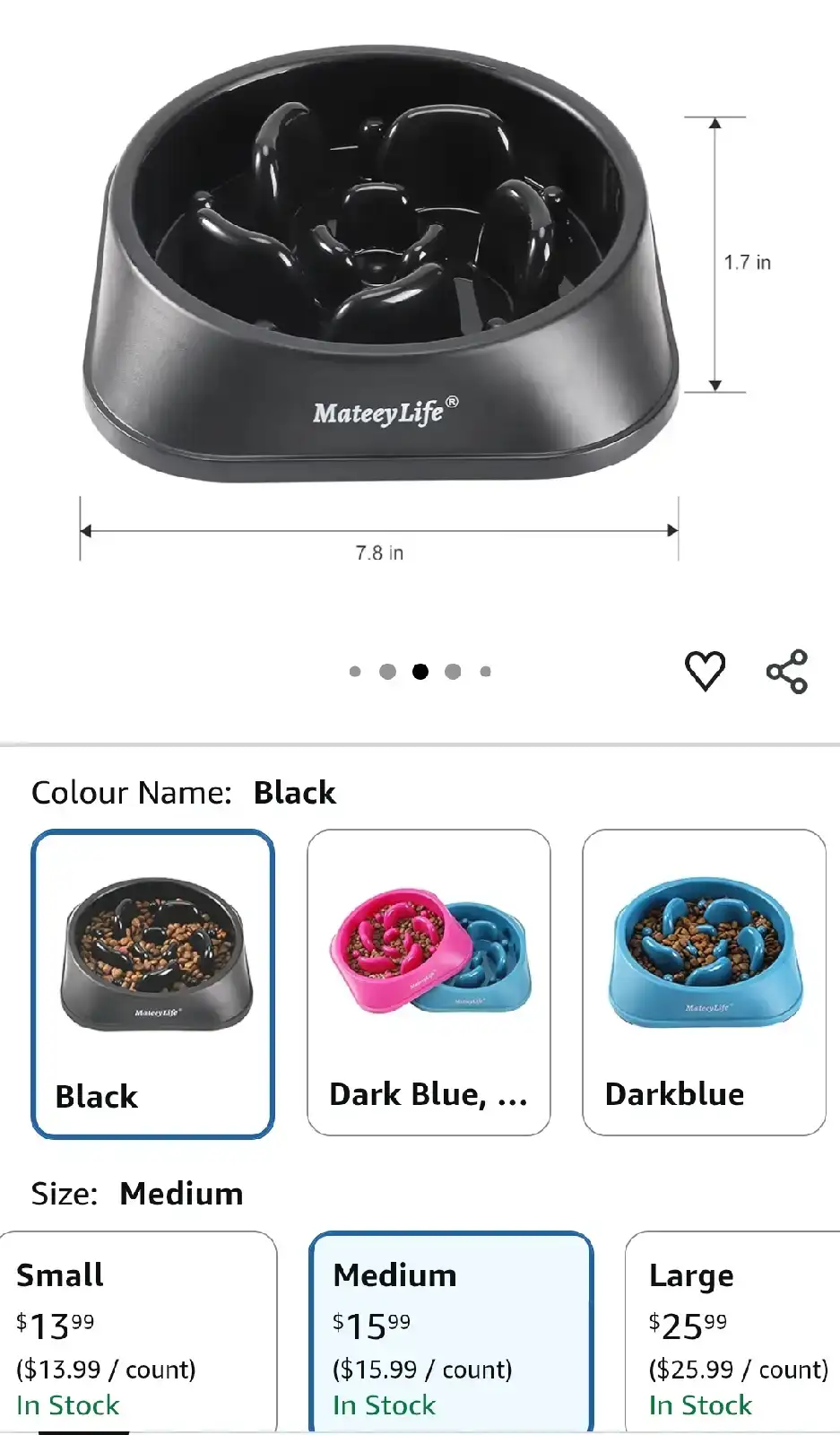 MateeyLife Slow Feeder Dog Bowl Medium Black - photo 3