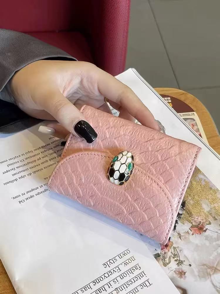 Pink Textured Card Holder with Snake Clasp - photo 2