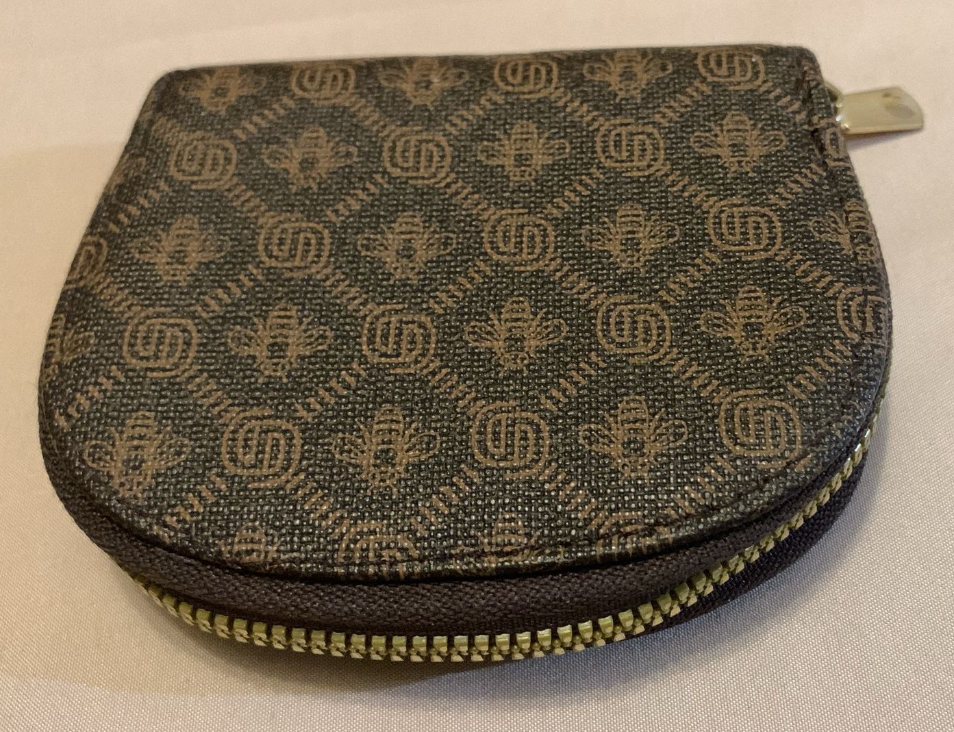 Brown Monogrammed Accordion Card Holder