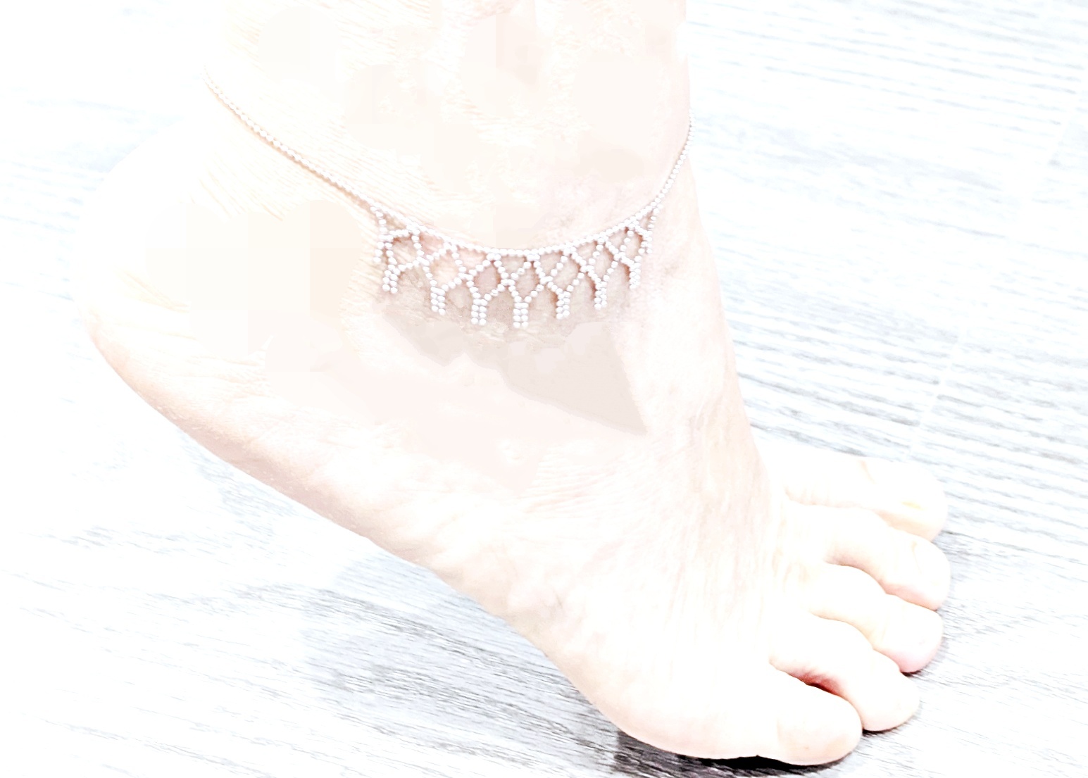 10K White Gold Fancy Anklet