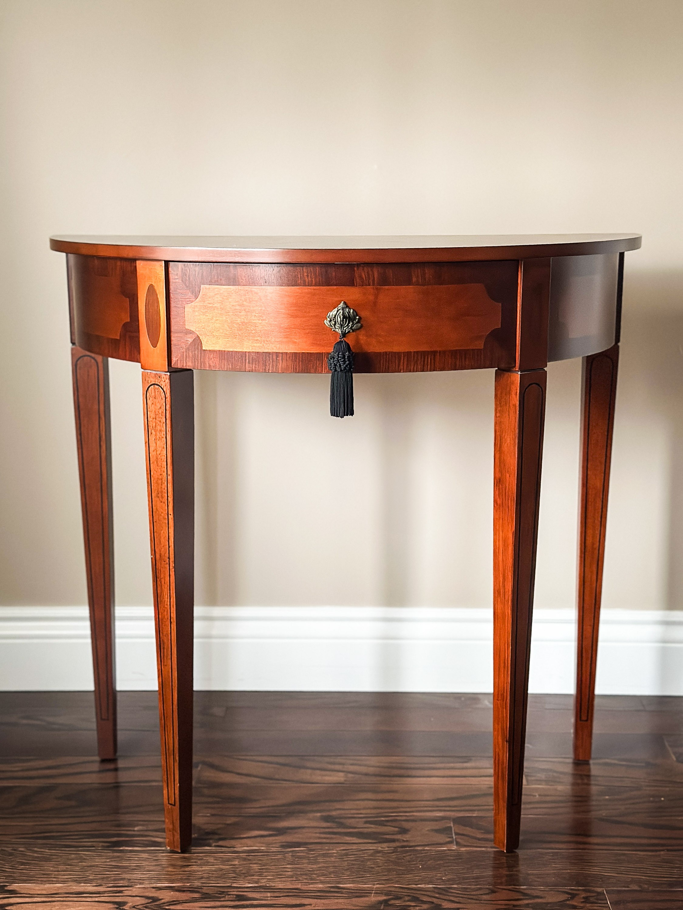 Solid Wood Half-Round Accent Table