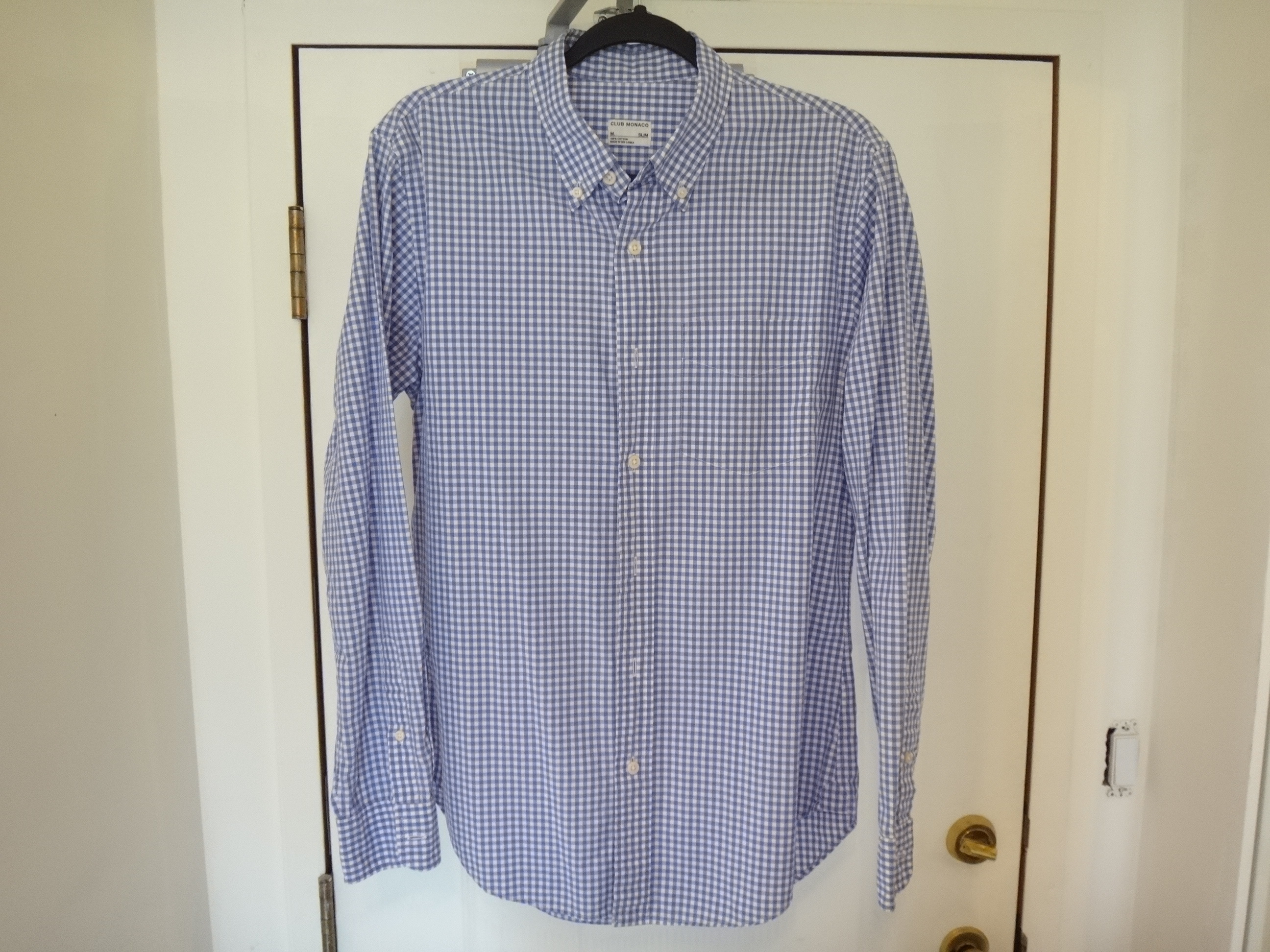 ✅♻️CLUB MONACO Men's Medium Slim Fit Light Blue & White Shirt - photo 3