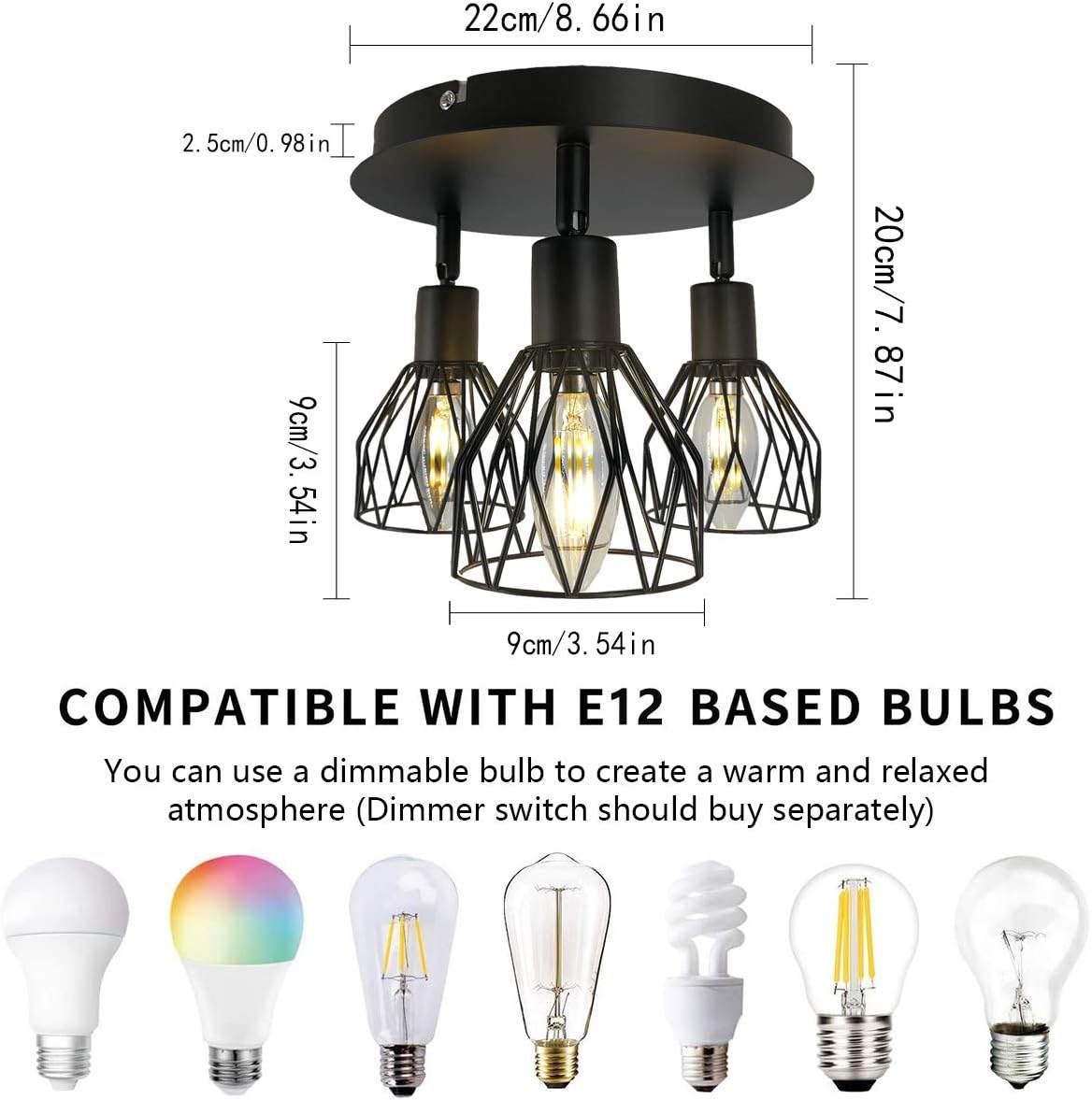 NEW Industrial 3-Light Adjustable Ceiling Fixture, Farmhouse - photo 2