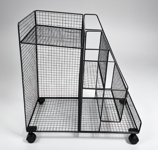 Compact rolling storage cart / under-desk bookshelf.