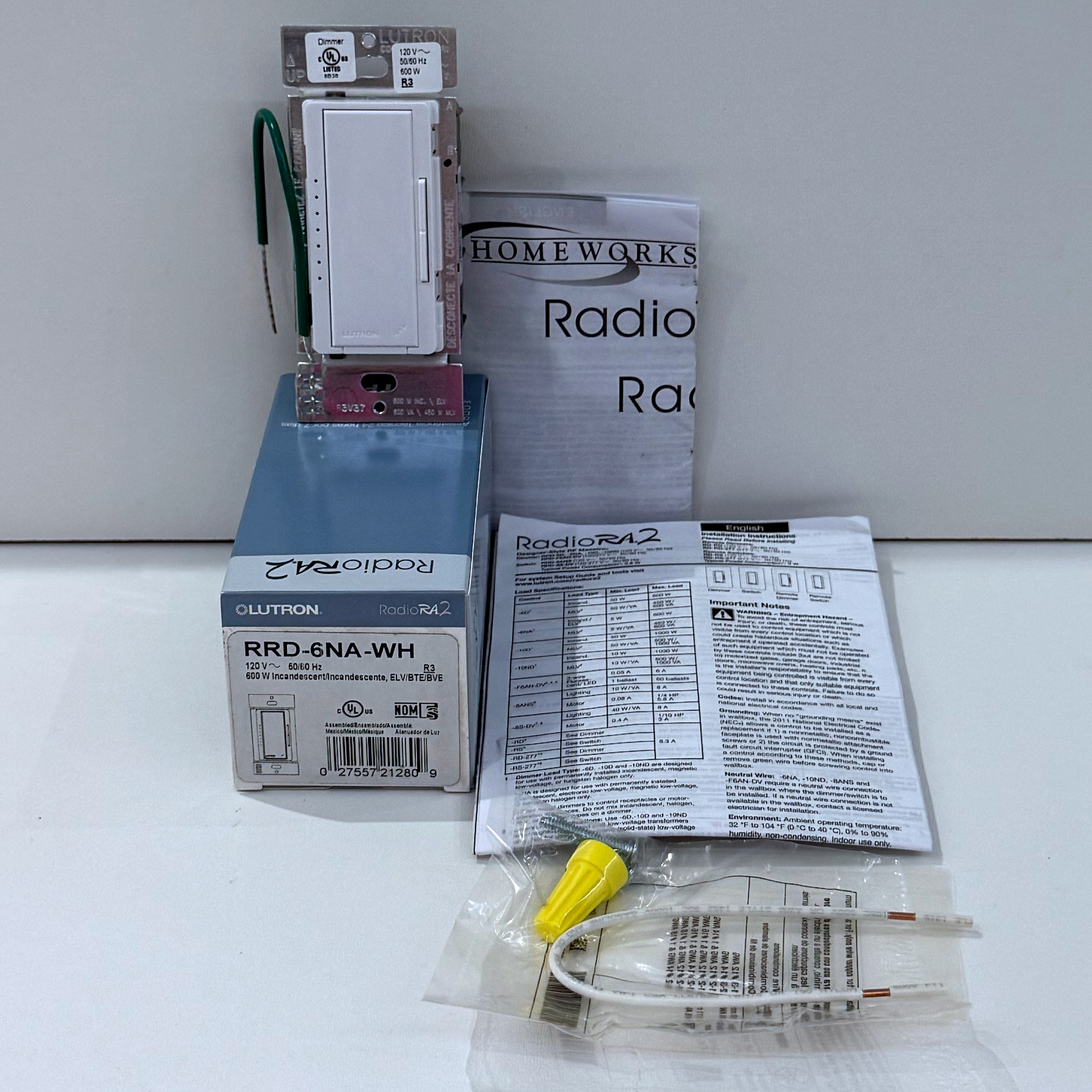 Lutron RadioRA2 Dimmer, RRD-6NA-WH