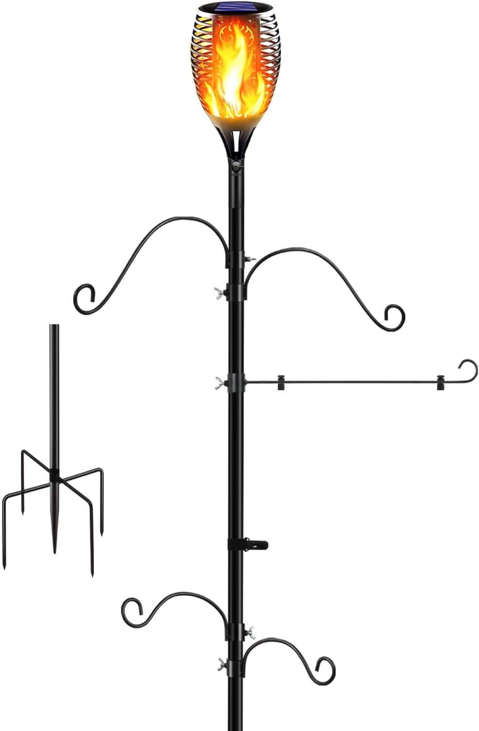 Solar Flame Torches Shepherds Hook Garden Lamp Stand - photo 4