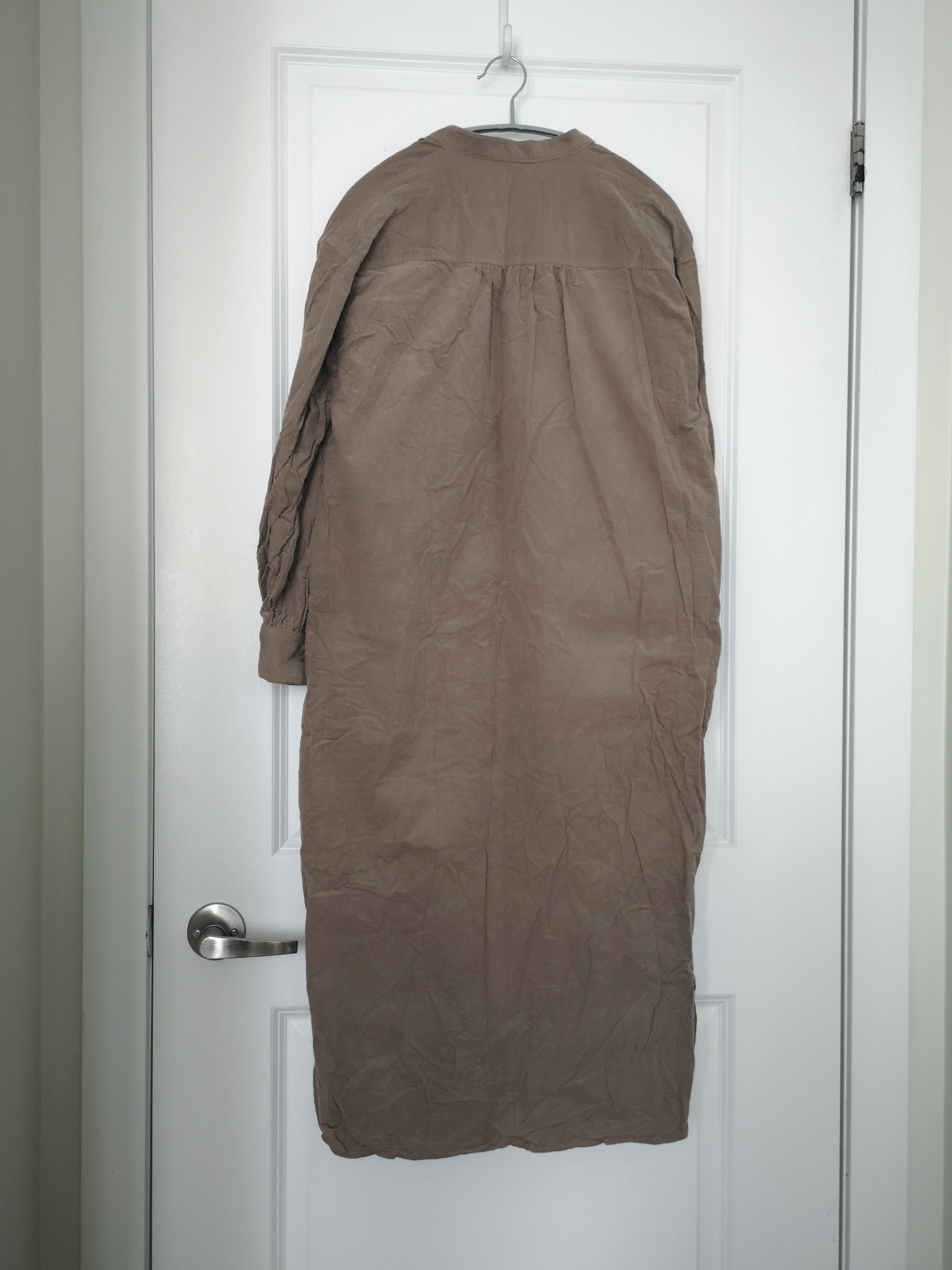 Oversized Beige Corduroy Shirt Dress Korean Minimal Unisex - photo 4