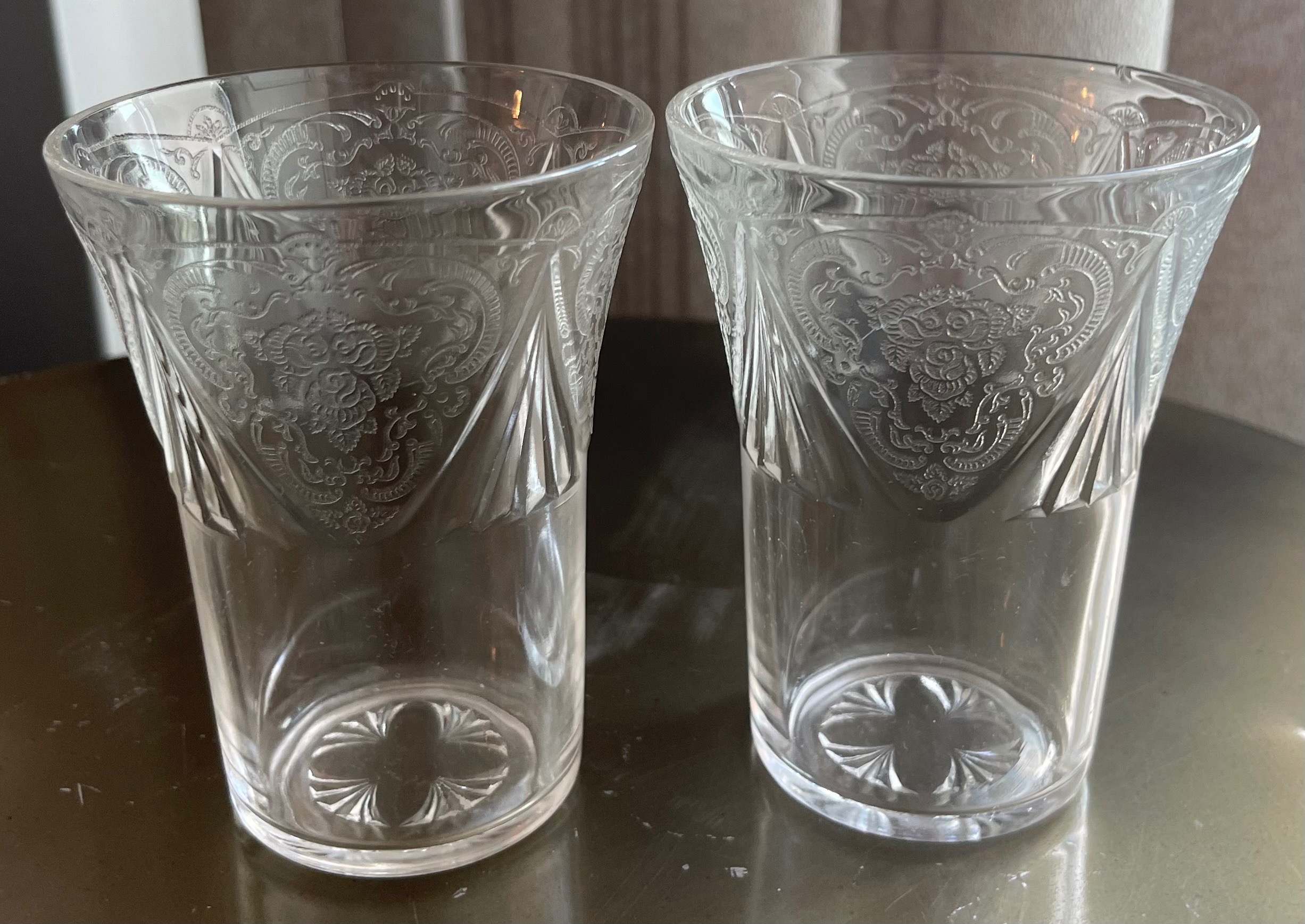 2 Vintage Hazel-Atlas Royal Lace Glasses (1930s)