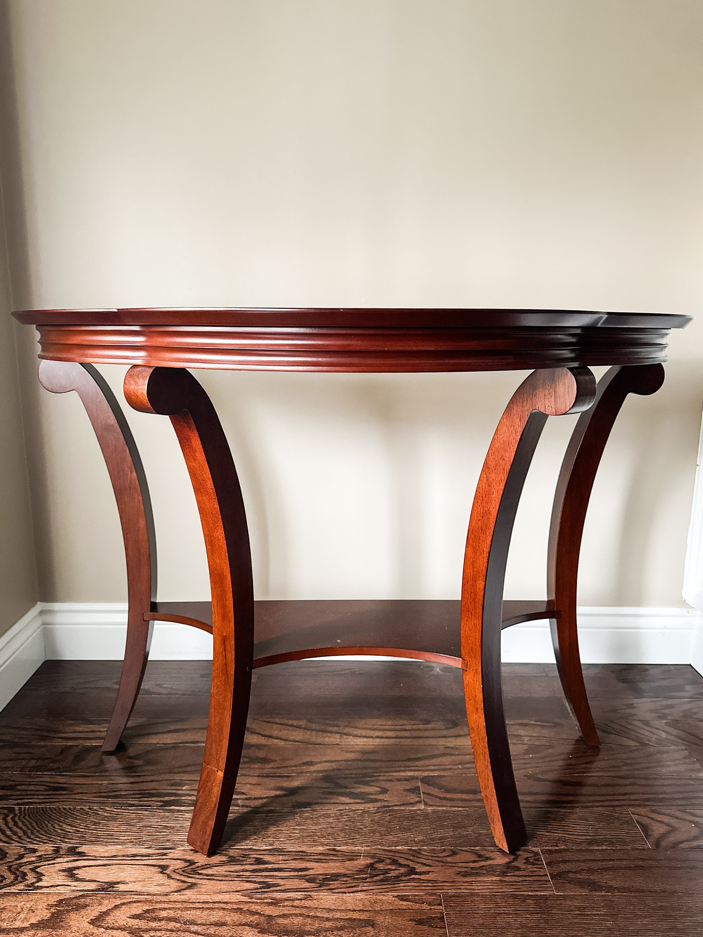 Soild Wood Round Coffee table + Half Moon Hallway Accent Table