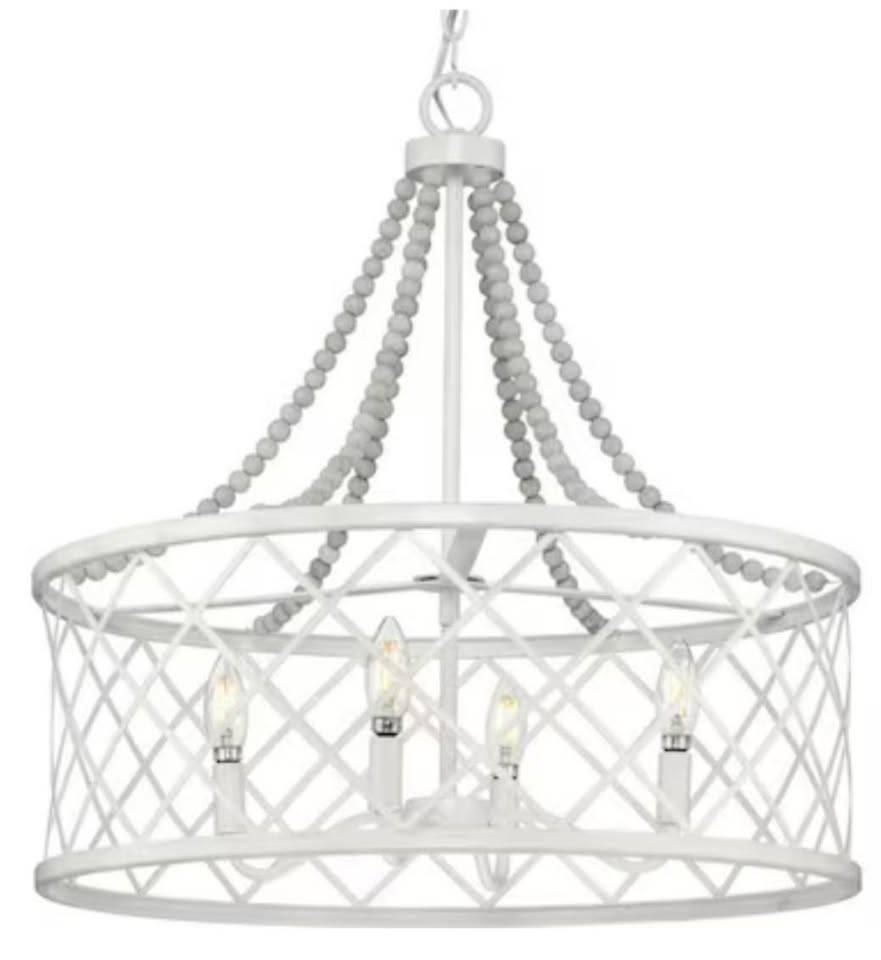 Bisset 4 Light White Coastal Chandelier Pendant Light