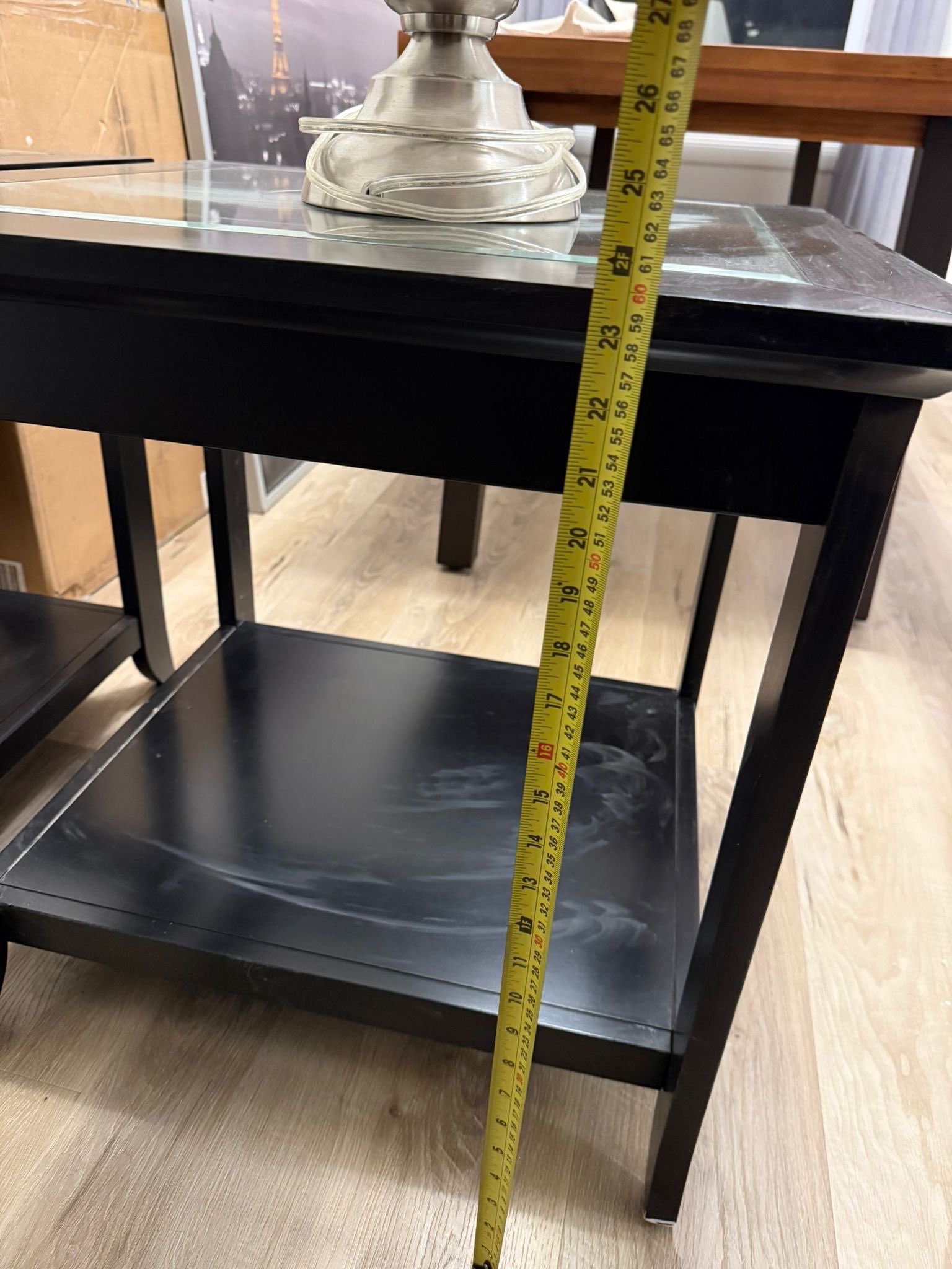 Black End Table with Glass Top - photo 2