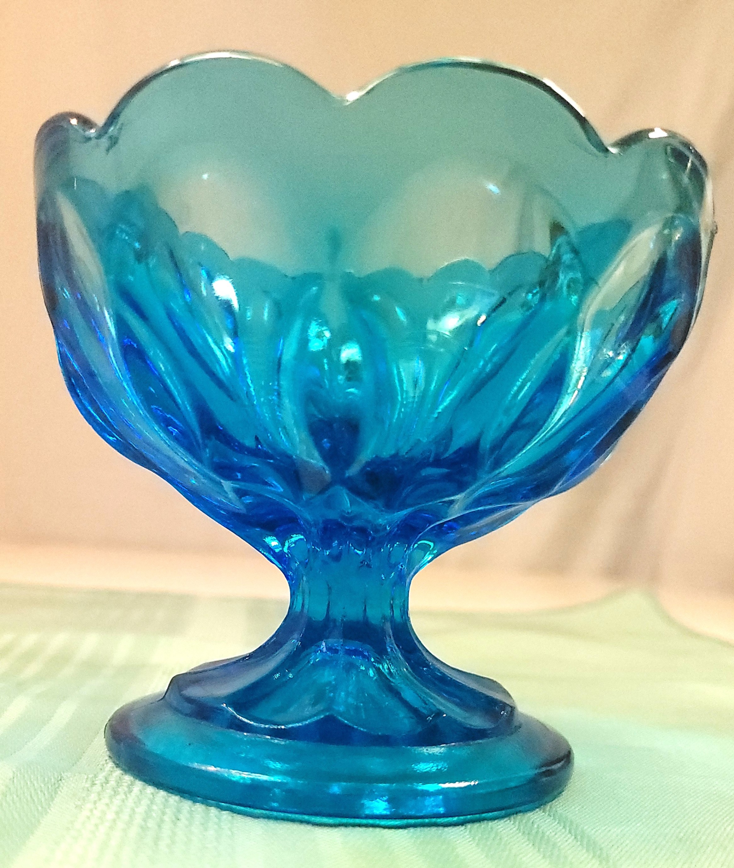 Indiana Glass Horizon Blue Teardrop Pattern Sherbet Dish