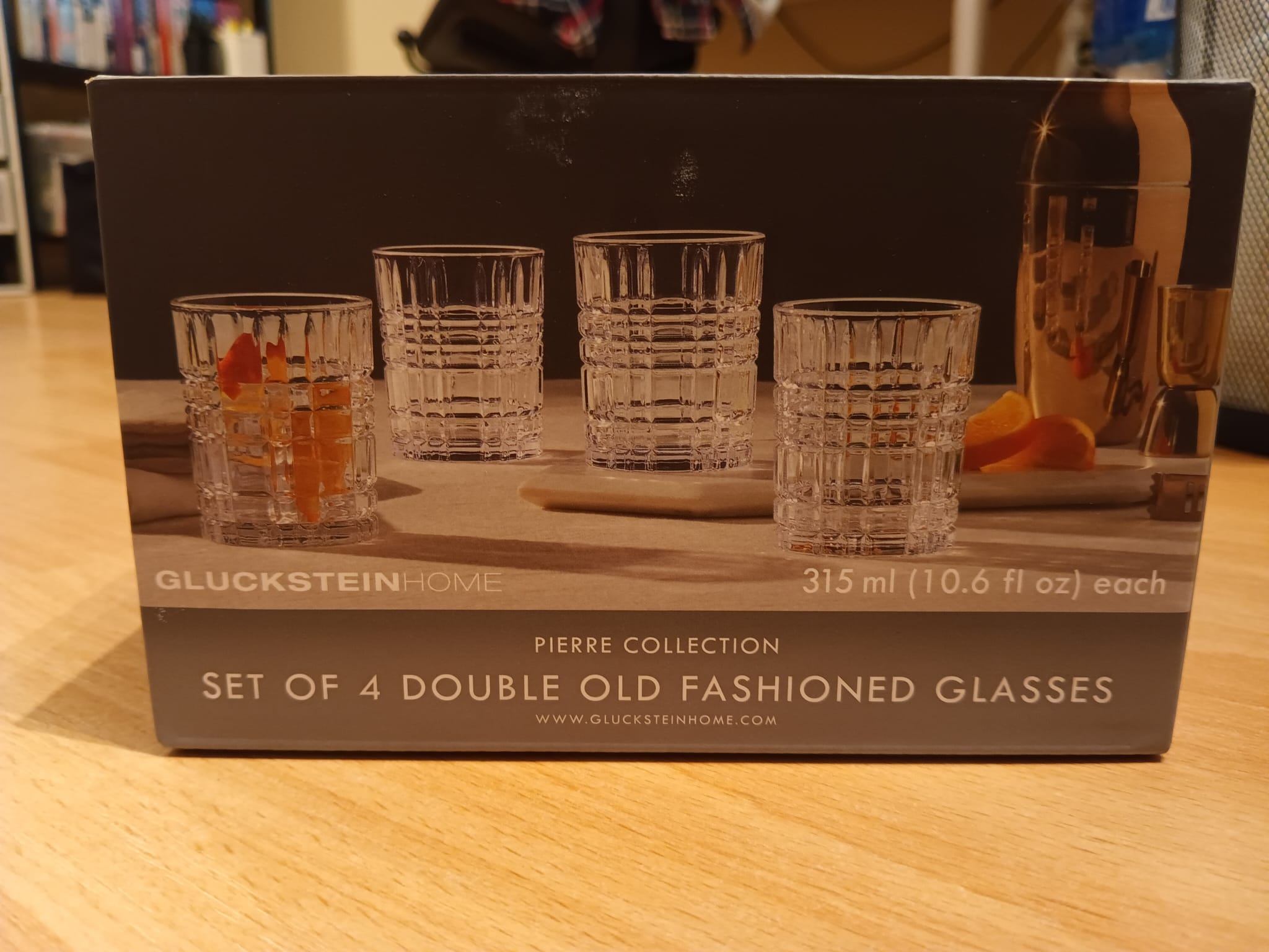 GlucksteinHome Set of 4 Double Old Fashioned Glasses