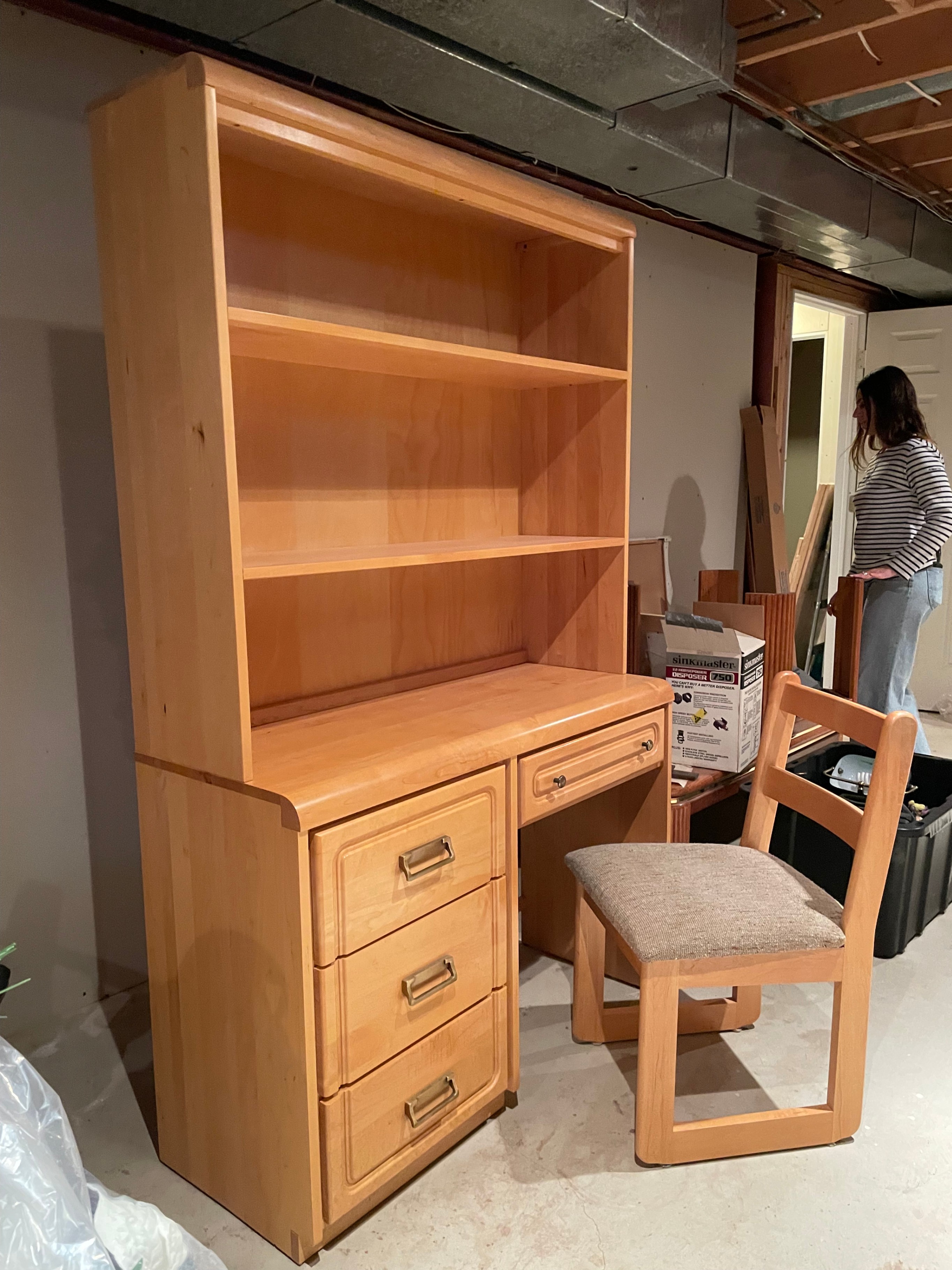 Solid wood desk, bookcase, and chair - photo 3
