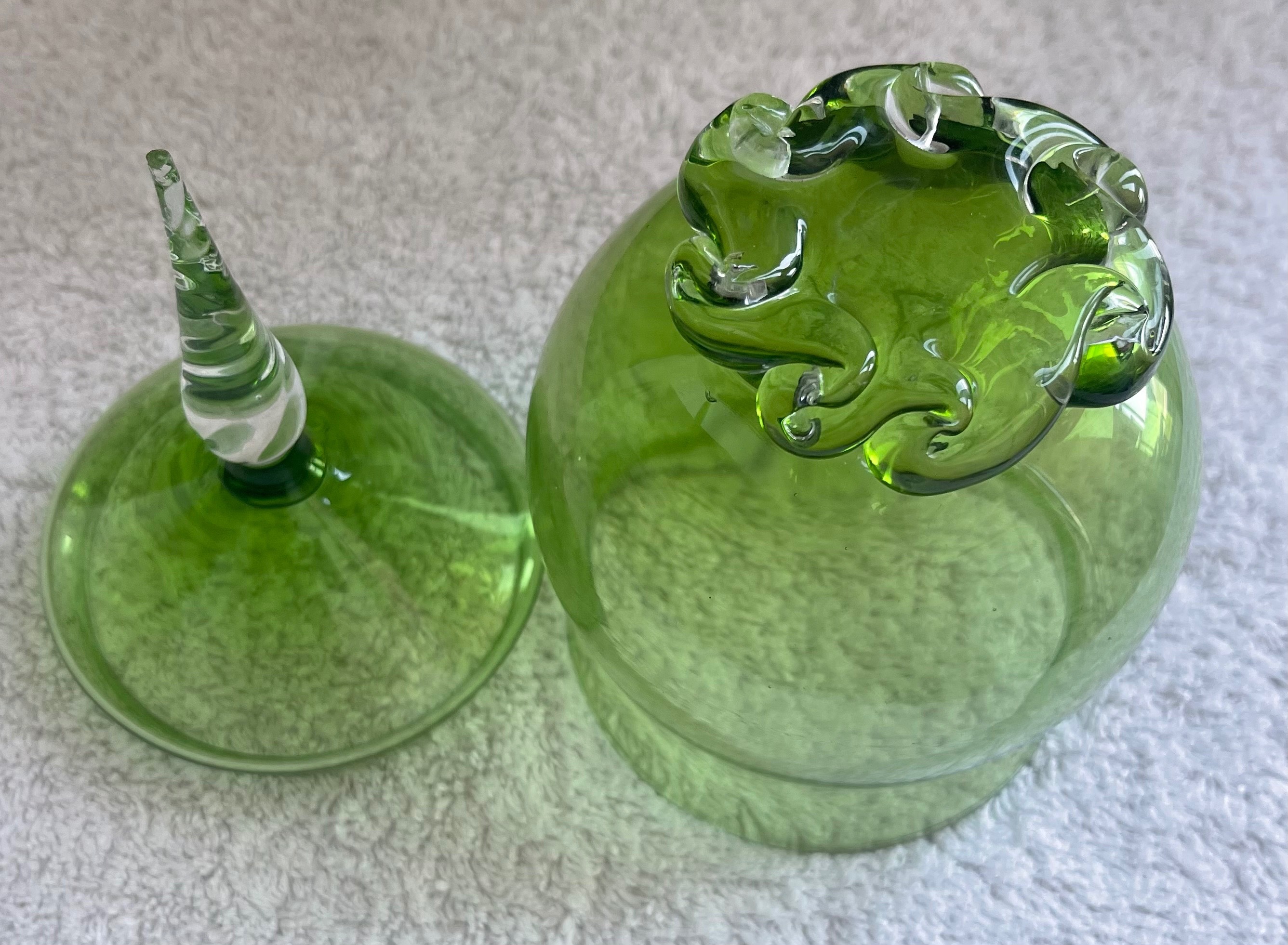 MCM Olive Green Honeycomb Glass Lidded Jar - photo 5