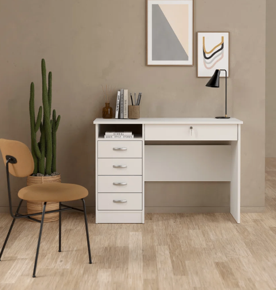 White Desk with 5 Drawers and Lockable Top Drawer - NEW IN BOX - photo 5