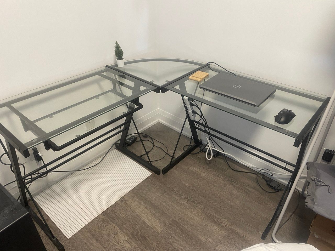 Glass Top L-Shaped Corner Desk