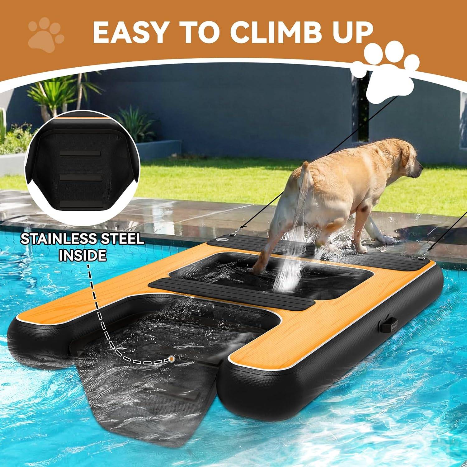 Inflatable Dog Ramp for Pool, 2 in 1 Dog Pool Ramp Boat Ladder - photo 5