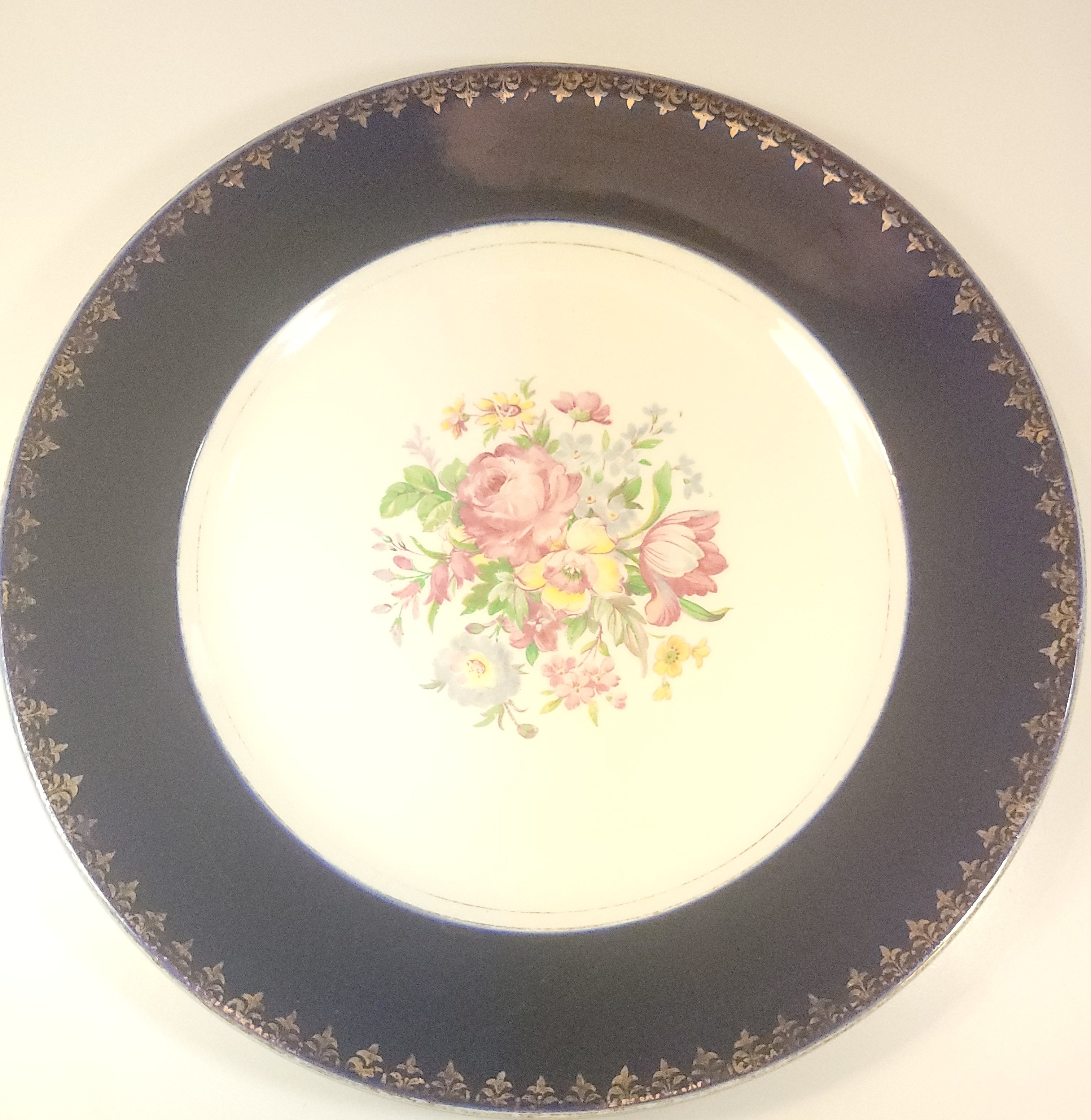 Circa 1942 Royal Harvey Staffordshire England Cobalt Blue Floral - photo 2