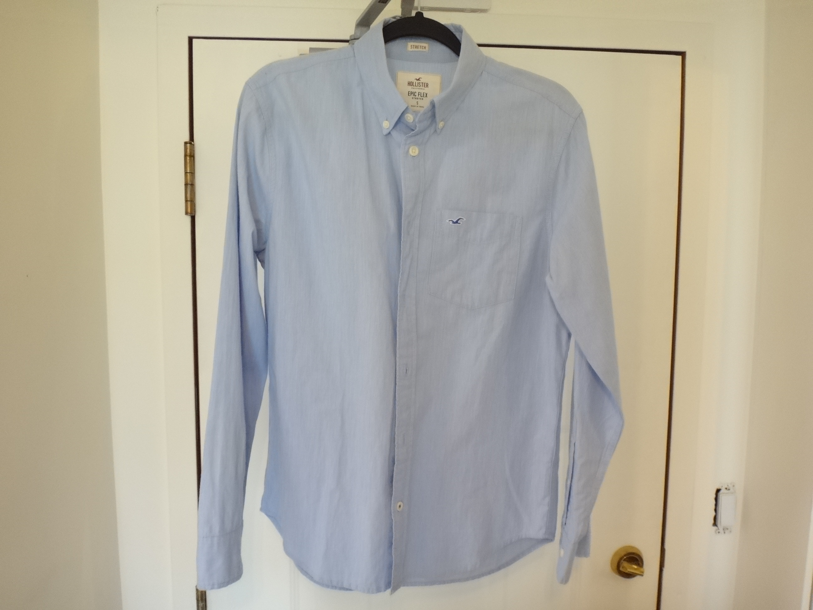 ✅♻️HOLLISTER Men's Small Epic Flex Stretch Light Blue Shirt - photo 3
