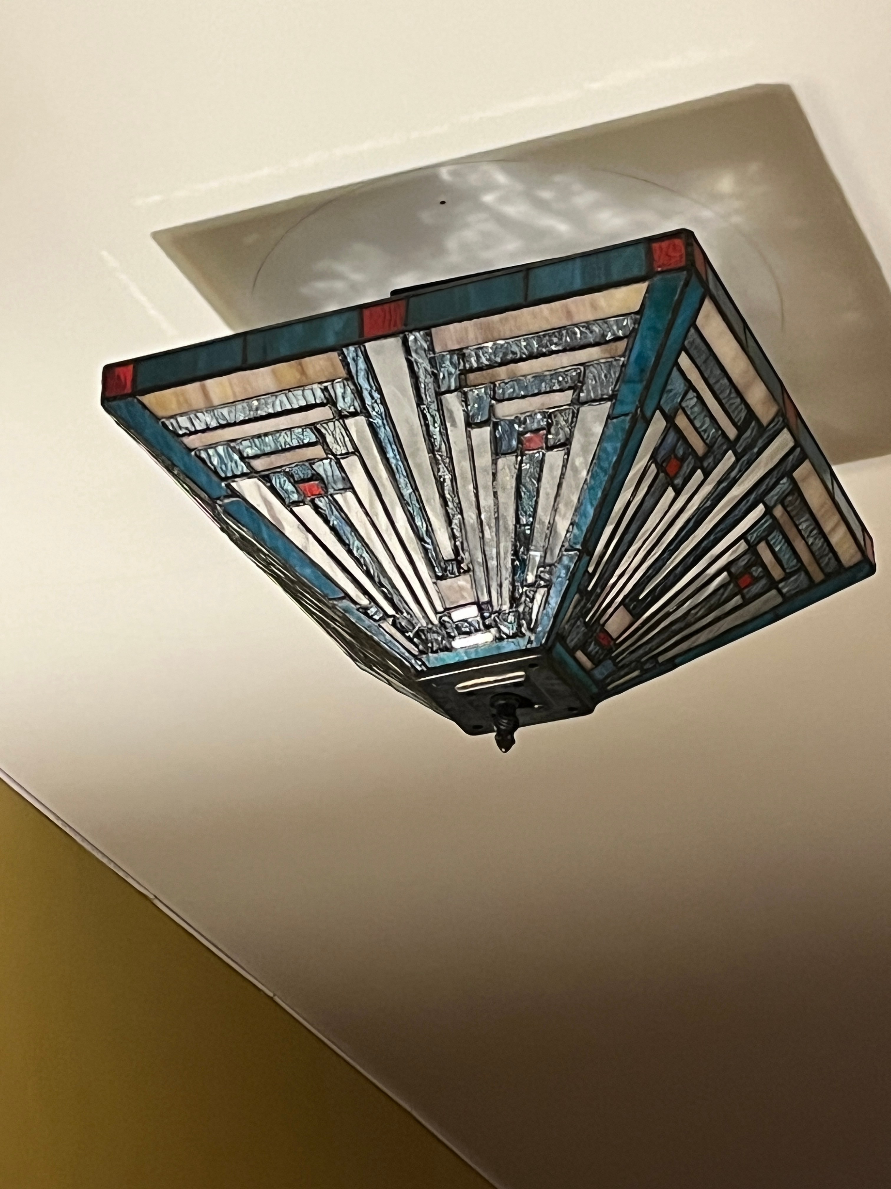 Prairie Style Stained Glass Ceiling Light - photo 2