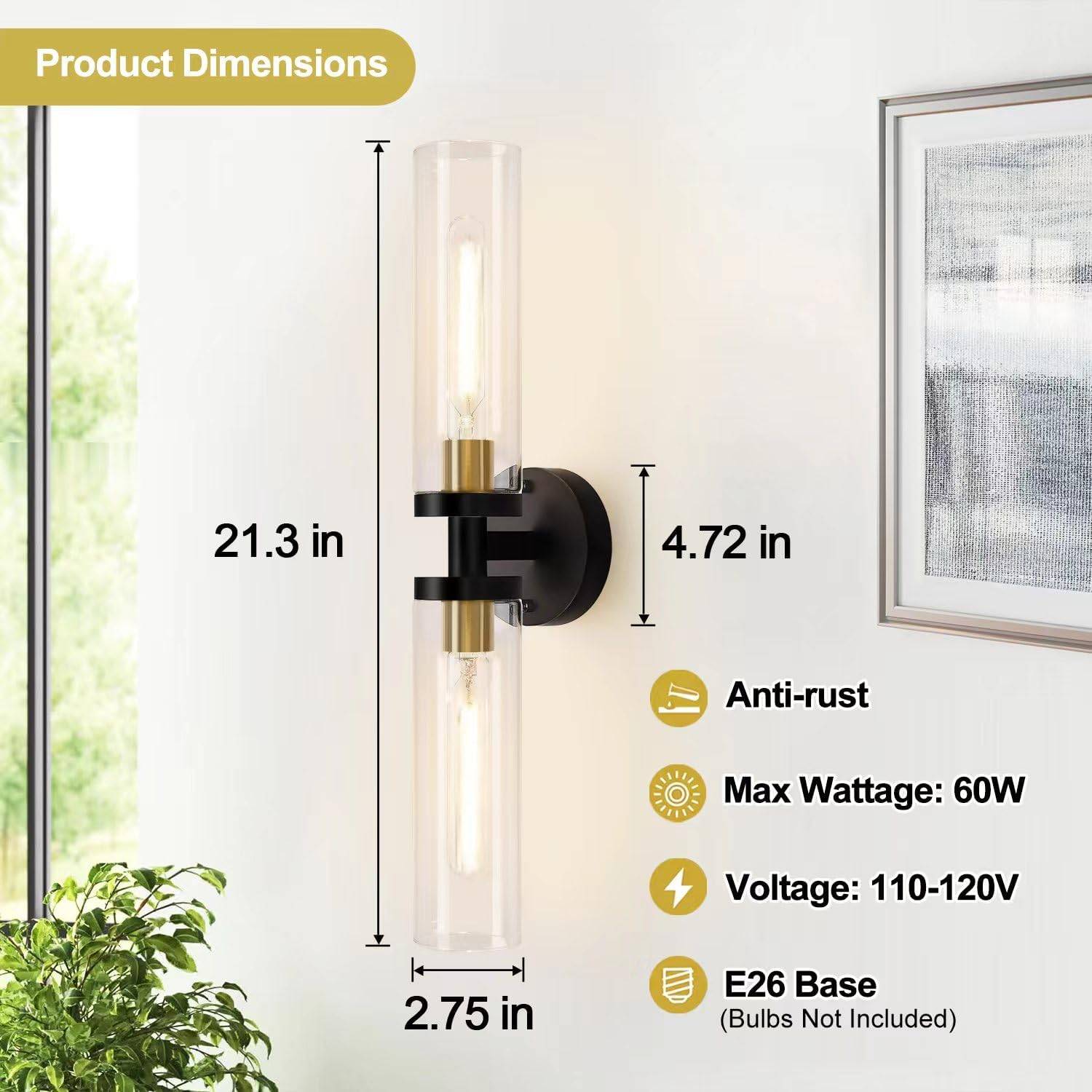 Modern Wall Sconce with Clear Glass Shade