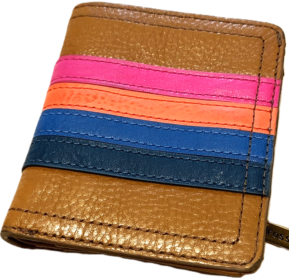 Fossil Brown Leather Wallet with Colourful Stripe Detail