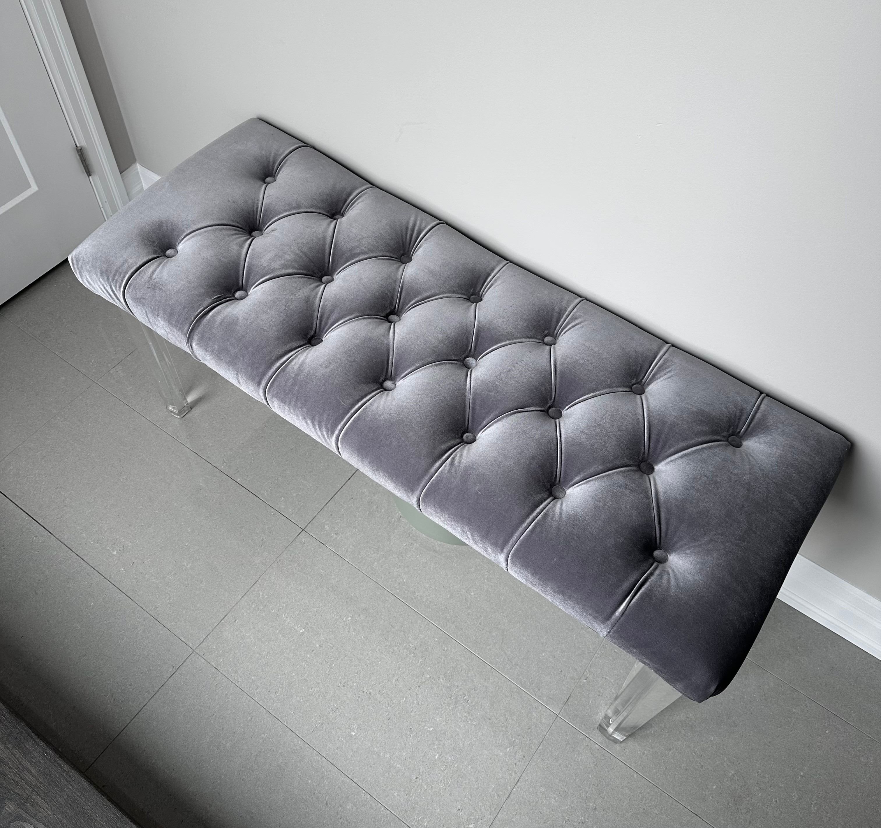 Mid-Century Tufted Bench with Lucite Legs - photo 2
