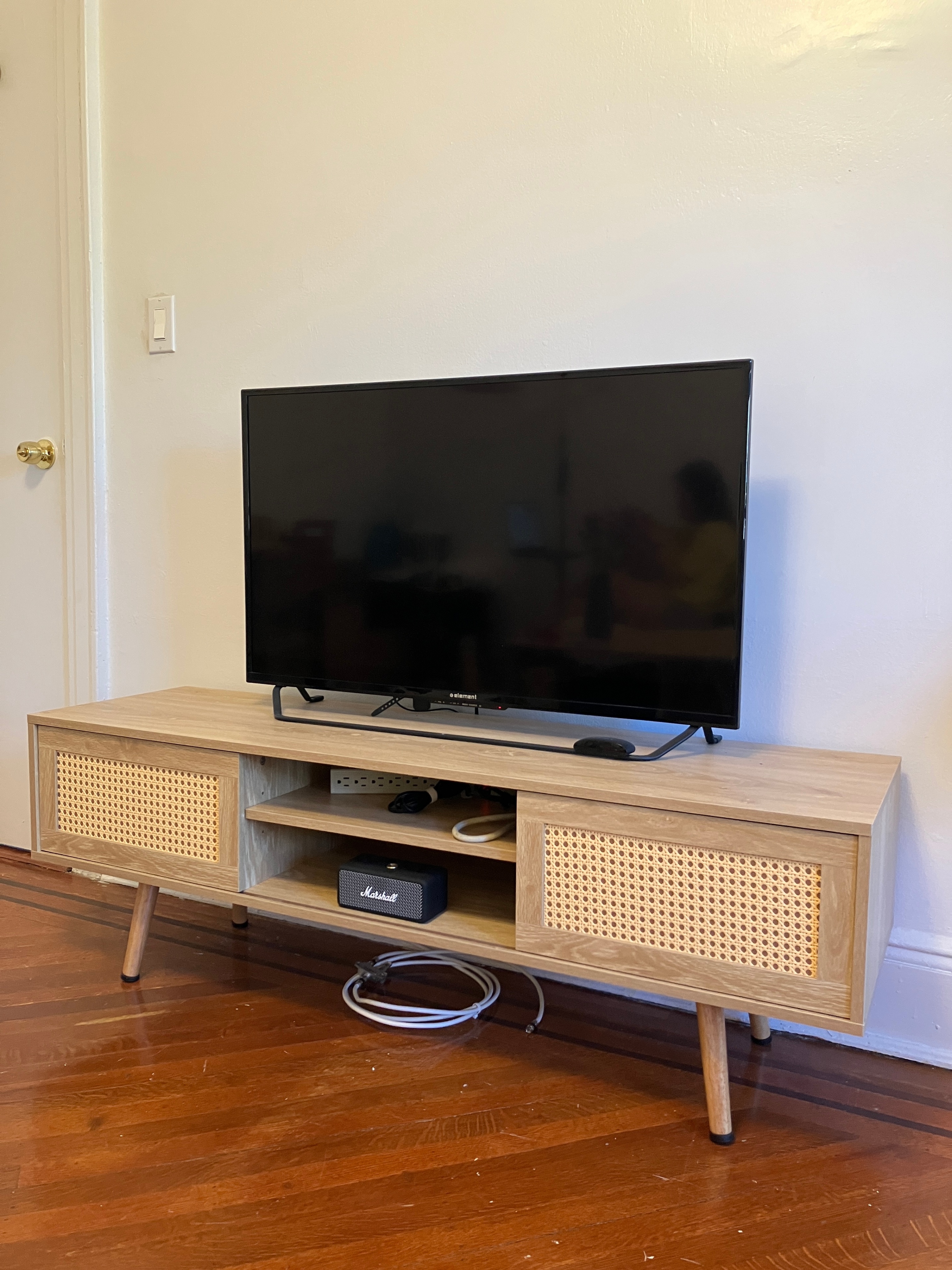 Modern TV Stand with 2 Storage Cabinets and 2 Open Shelves - photo 4
