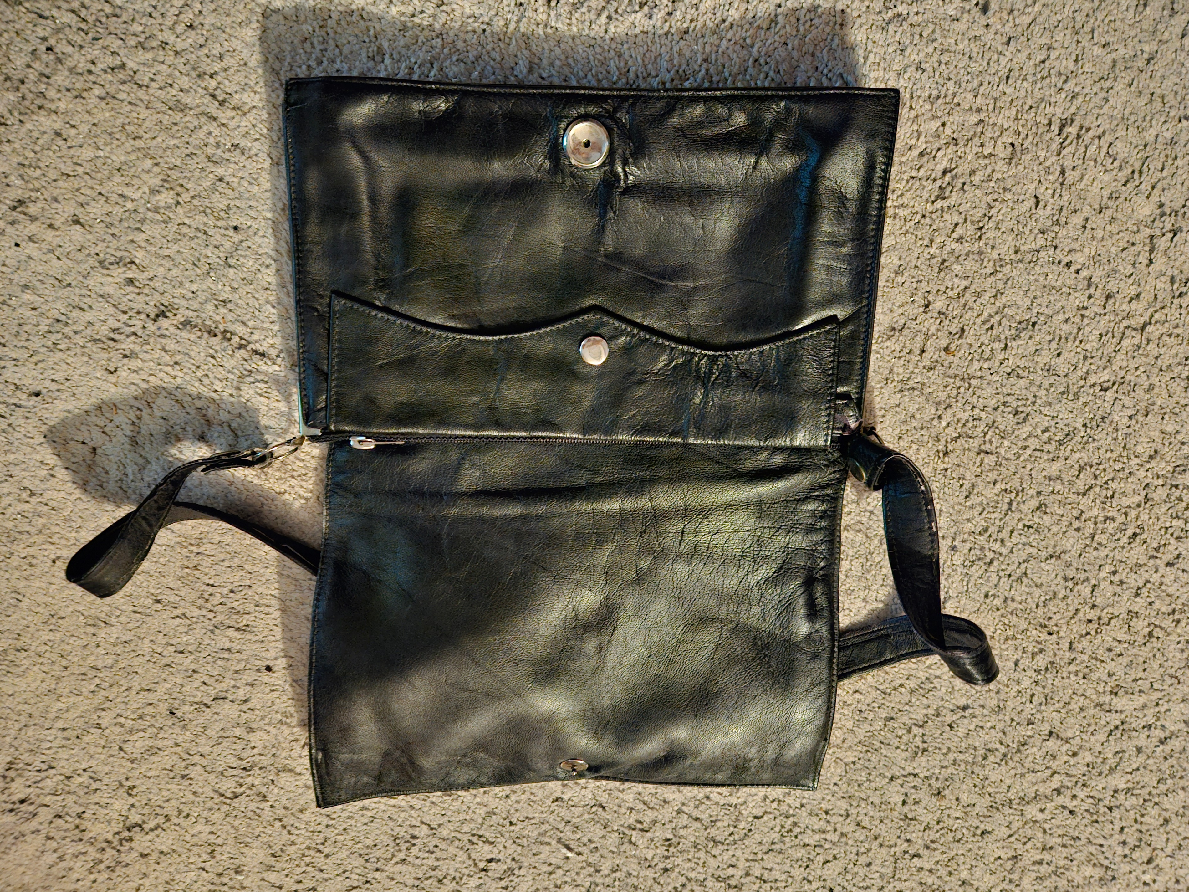 Vintage Genuine Leather Crossbody Bag / Purse, 4 Compartments - photo 2