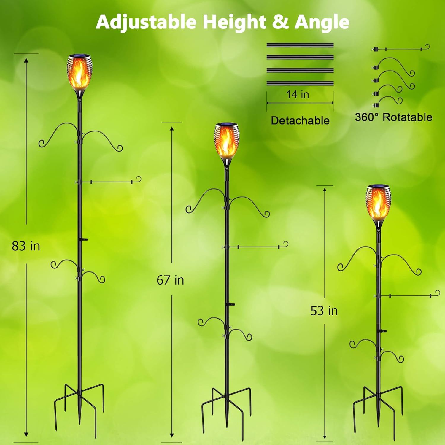 Solar Flame Torches Shepherds Hook Garden Lamp Stand - photo 2